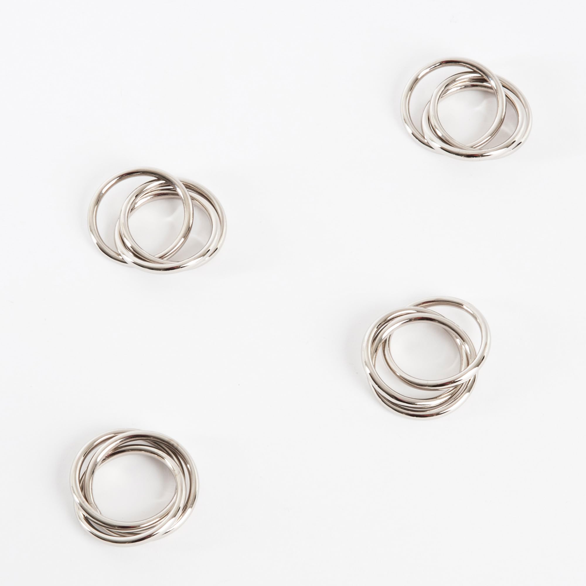 Saro Lifestyle Nr543.S Three Napkin Rings (4 Pack), Silver