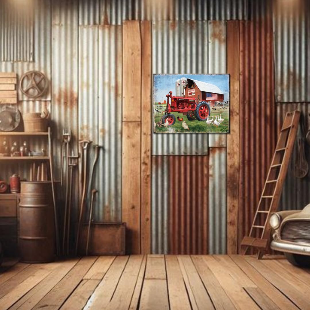 Desperate Enterprises Farmall Big Red Tin Sign - Farmall Tractor Signs - Nostalgic Vintage Metal Signs - Made in the USA