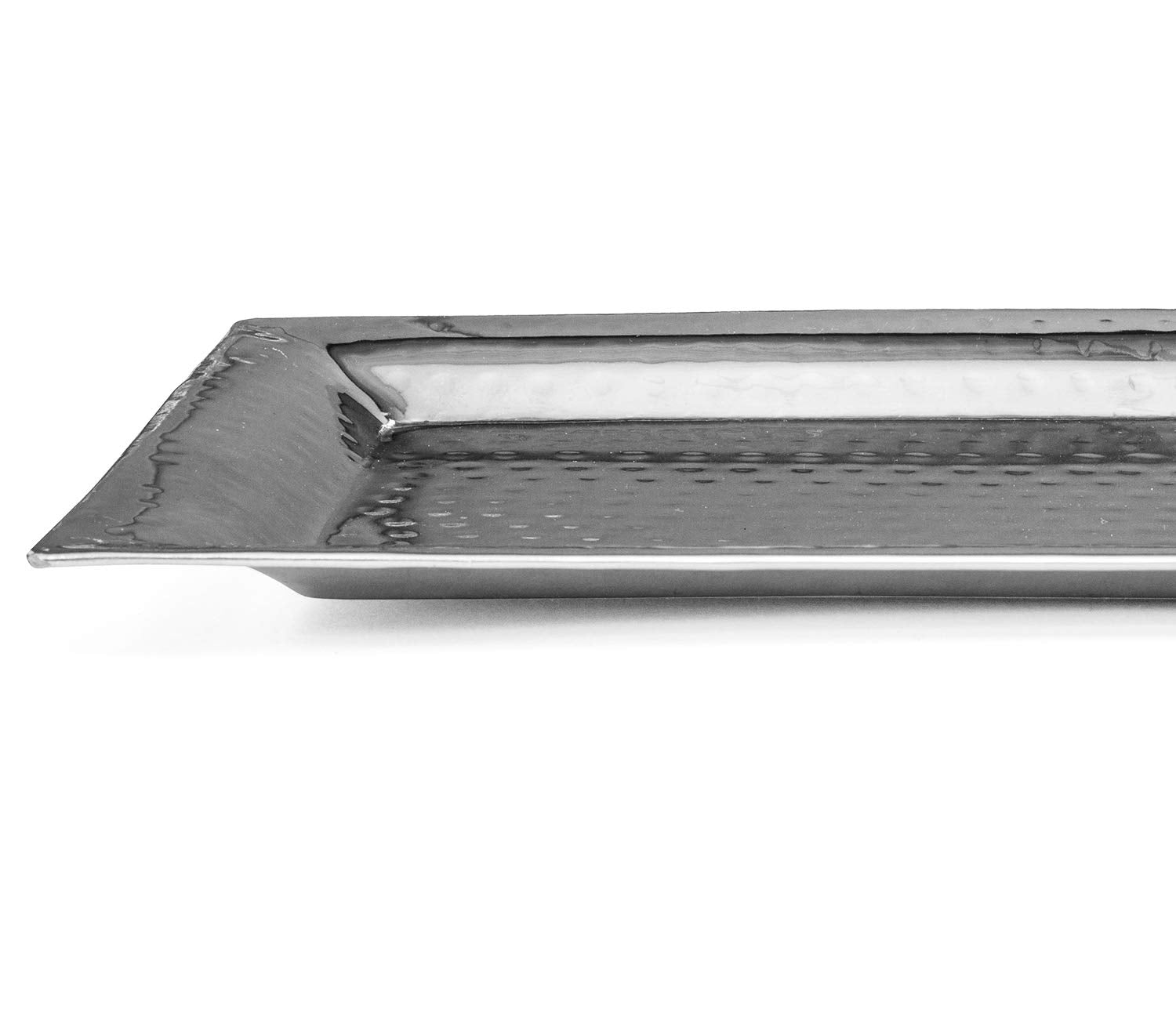 Colleta Home Silver Hammered Trays - Silver Serving Tray And Platters - Appetizer Tray - Chrome Platters (2 Pack Rectangle Platt