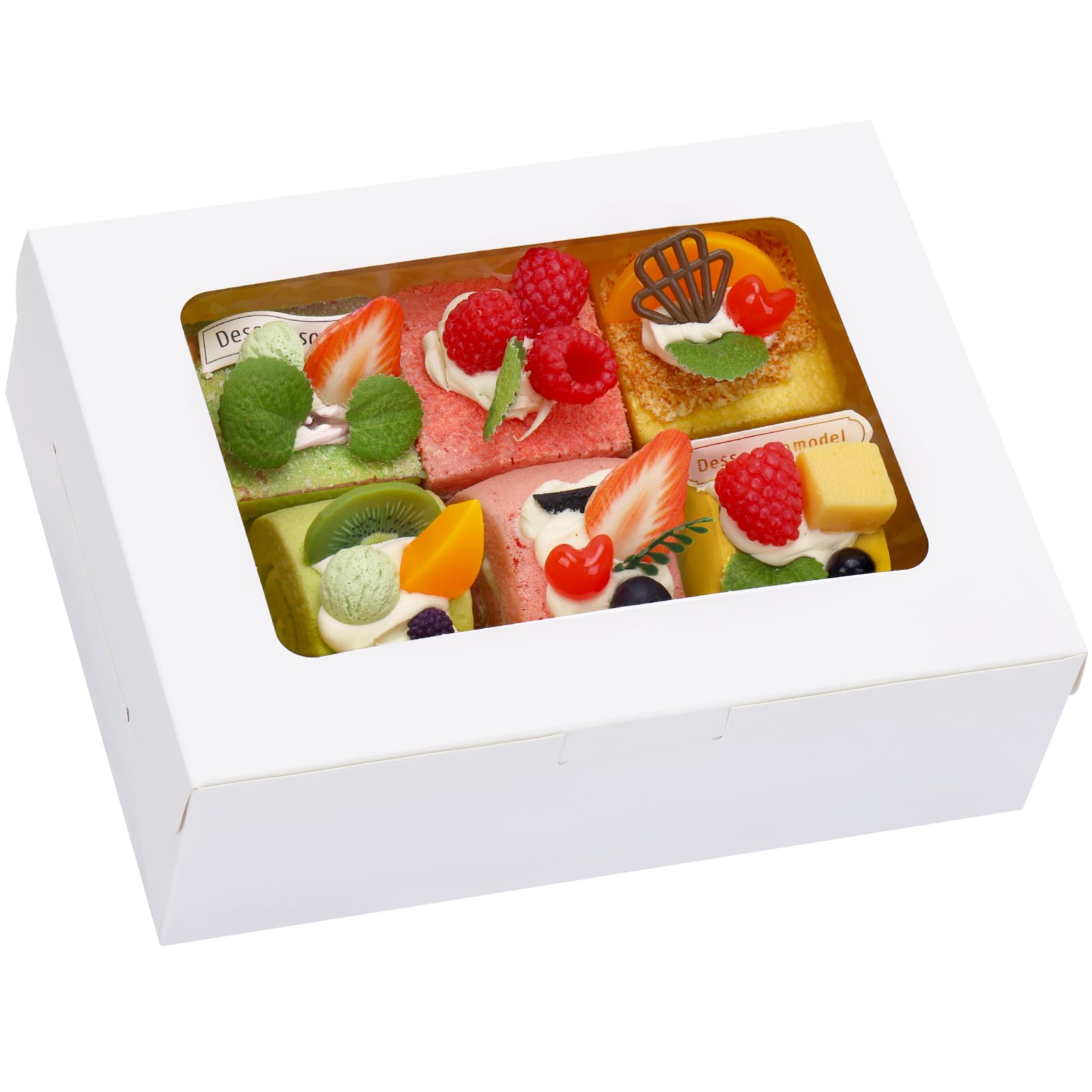 TOMNK 12pcs 8x6x2.5 Inches Bakery Boxes with Window, Cookie Boxes for Chocolate Strawberries, Donuts, Cupcakes, Muffins and Dess