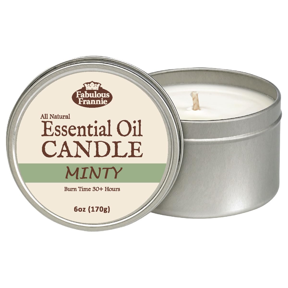 Fabulous Frannie Minty All-Natural Soy Candles Cotton Wick High Pure Essential Oil Scent 40 Hours Burn Time Gift for Women & Men