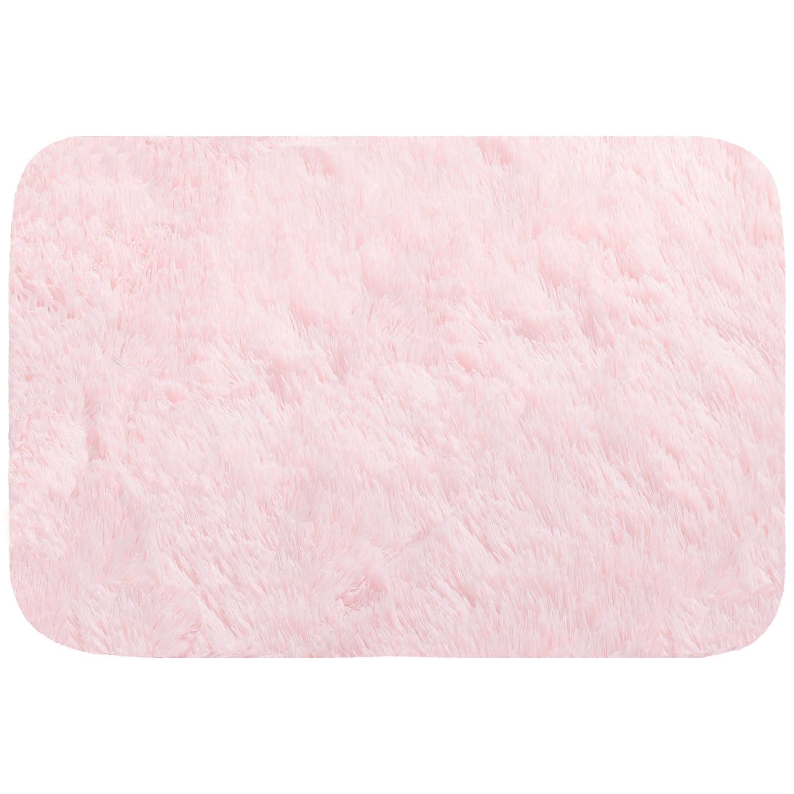 Concus-T Pink Bath Mat Bath Rug Shaggy Girls Bathroom Rug Tie Dye Girls Gift Chic Faux Fur Plush Area Rug For Bedroom Fluffy Doo