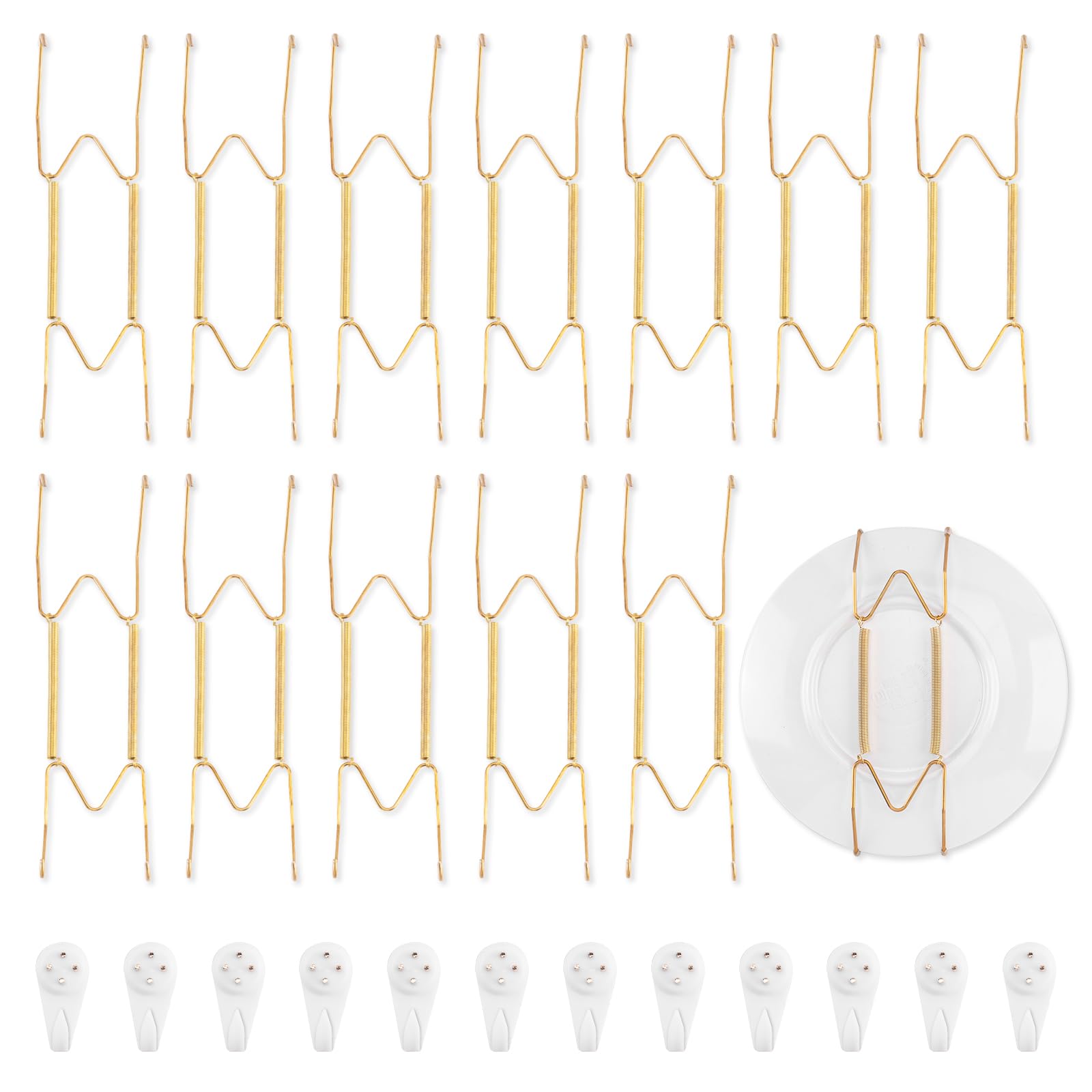 Bilillo 12 Pack Plate Hangers for The Wall, Suitable for 9-11 inch Art Plate, Stainless Steel Invisible Heavy Duty Wire Plate Ho