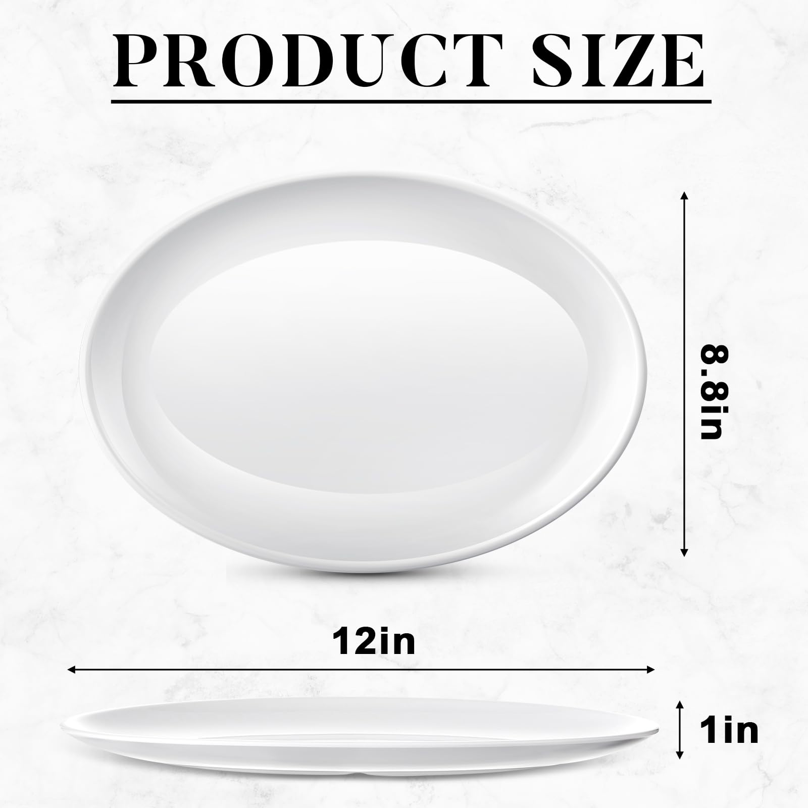 Dandat 12 Pcs Melamine Large Serving Platter Oval Serving Platters White Serving Plates Oval Serving Tray Melamine Serving Dish