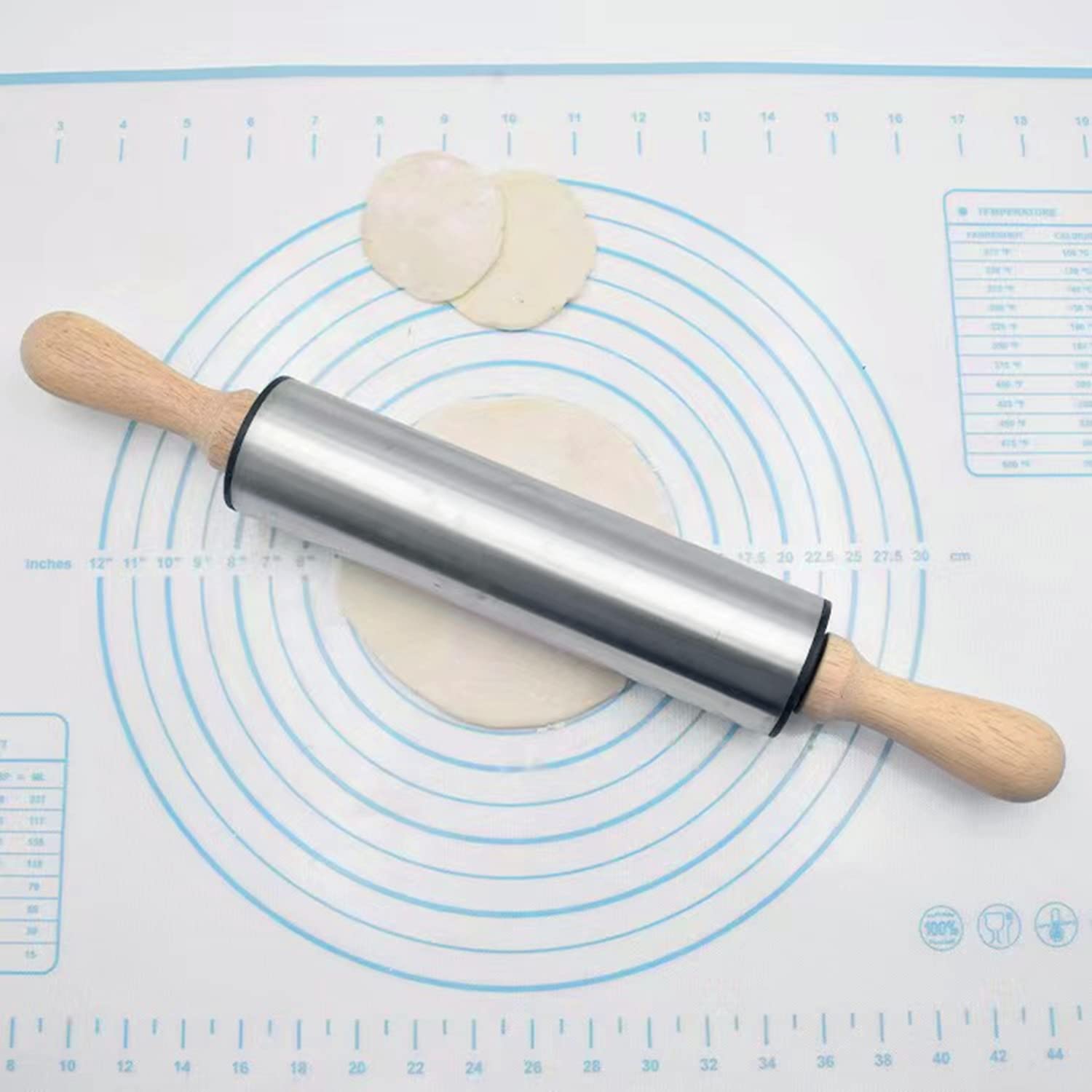 Wood Rolling Pin Stainless Steel Rolling Pin Pastry Roller Rolling Pin Dough Roller Pizza Roller Rolling Pins For Baking French