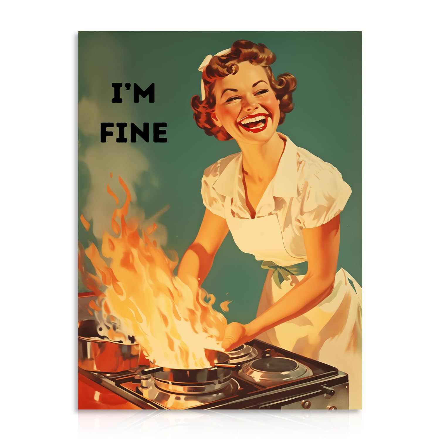 Dazzlewall Funny Kitchen Wall Art, Vintage Wall Decor 50s Poster with Happy Housewife Decors for Home Bedroom Dining Room 12  16