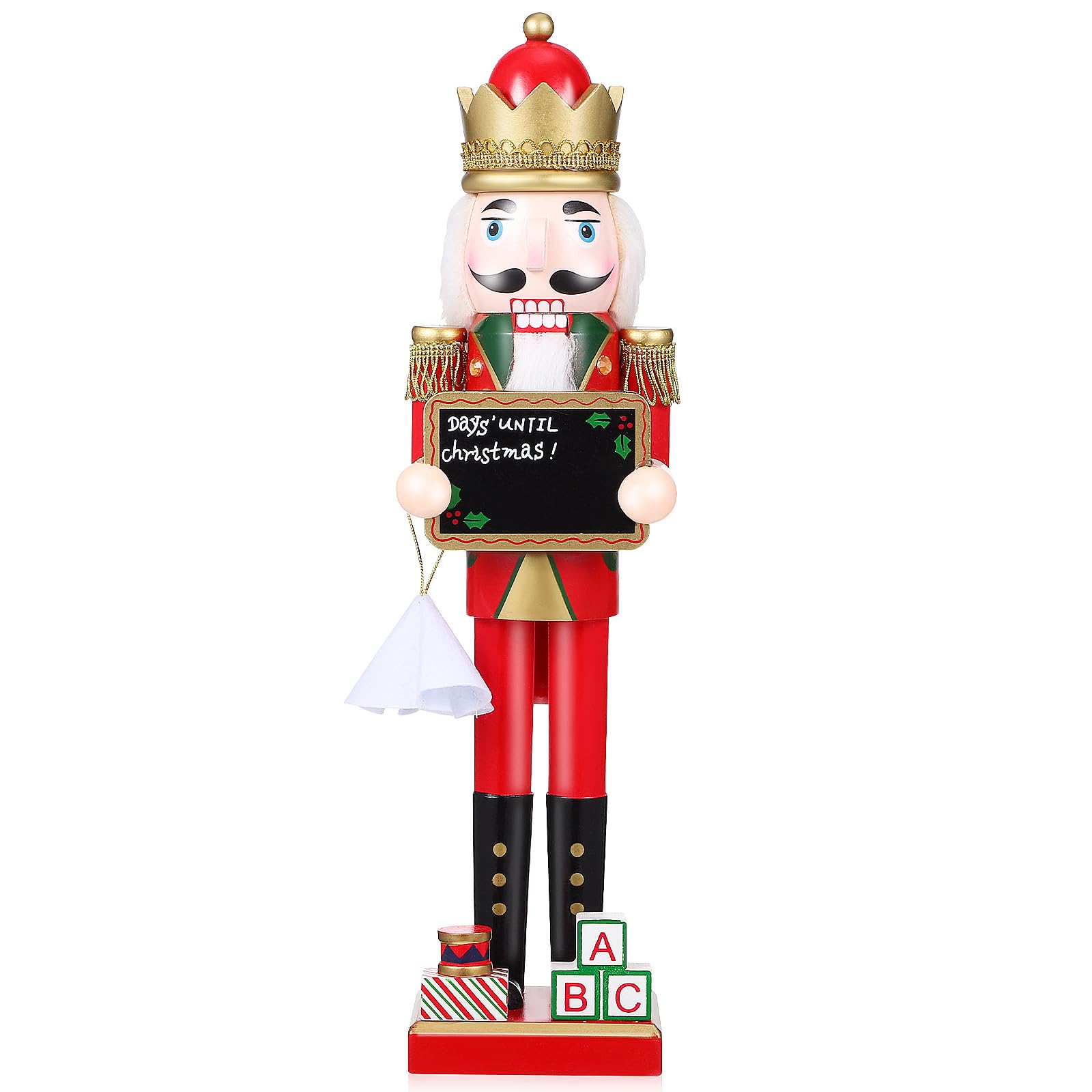 NOLITOY Christmas Decorations Christmas Soldier Nutcracker, Red Wooden Nutcracker with Chalkboard Traditional Figure for Xmas Th