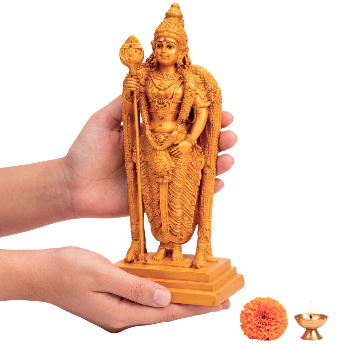 2G Vibe Subramaniya Swamy Statue Idol For Pooja Room - Brown Colour Murugan Idol For Home Temple, Office & Decor - Malaysia Lord