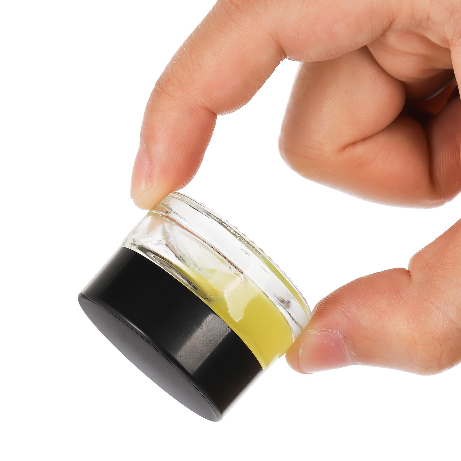 Coloch 90 Pack 5Ml Empty Glass Jars With Black Lid, Clear Airtight Cosmetics Container Bulk Refillable Tiny Sample Jar For Cosme