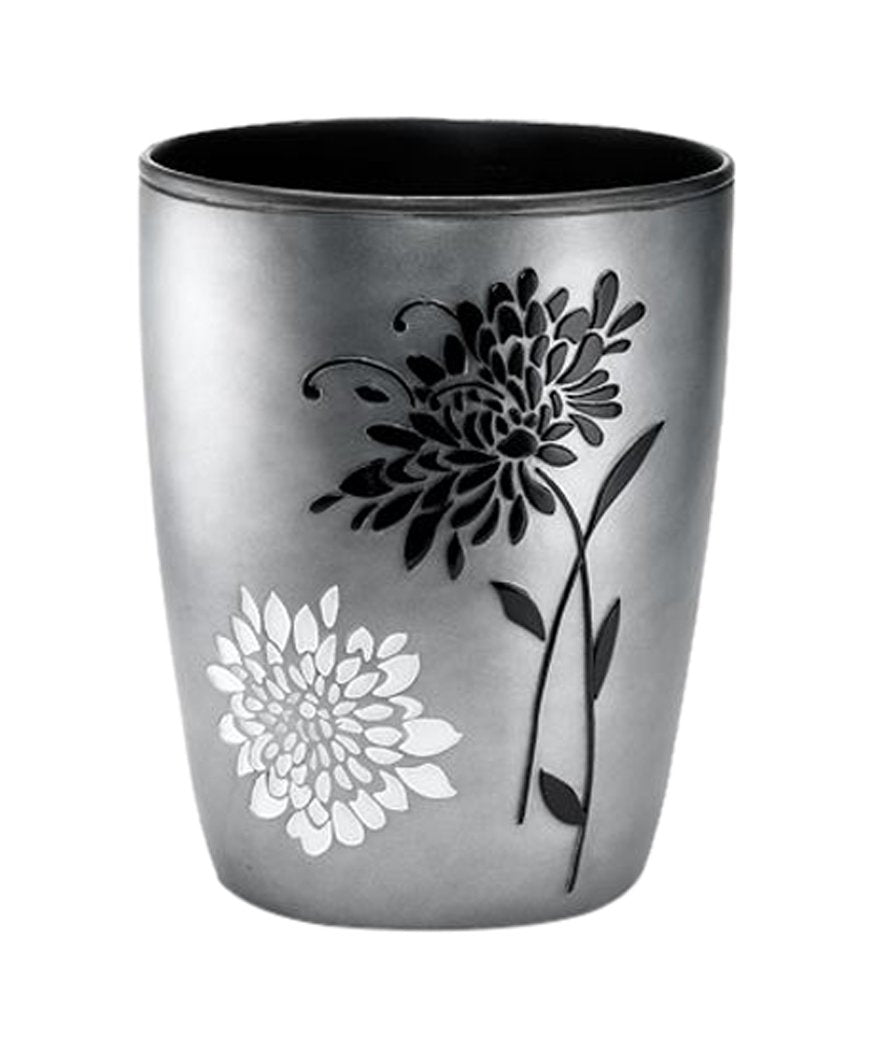 Popular Bath Erica Collection Grey Resin Trash Can, 9'' X 6'' X 9.5 ...