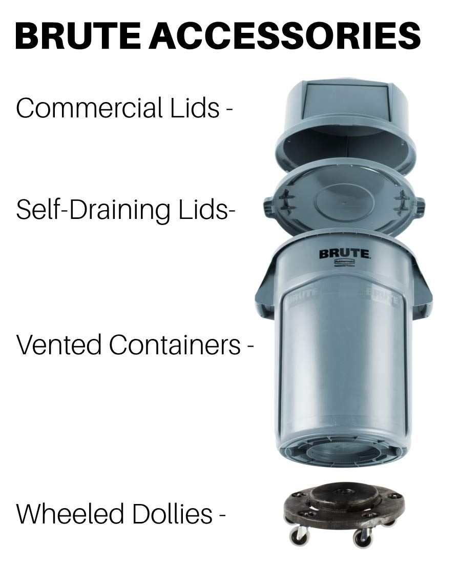 Rubbermaid Commercial Products Brute Heavy-Duty Round Trash/Garbage Lid, 10-Gallon, White, Compatible With Rubbermaid Brute 10-G