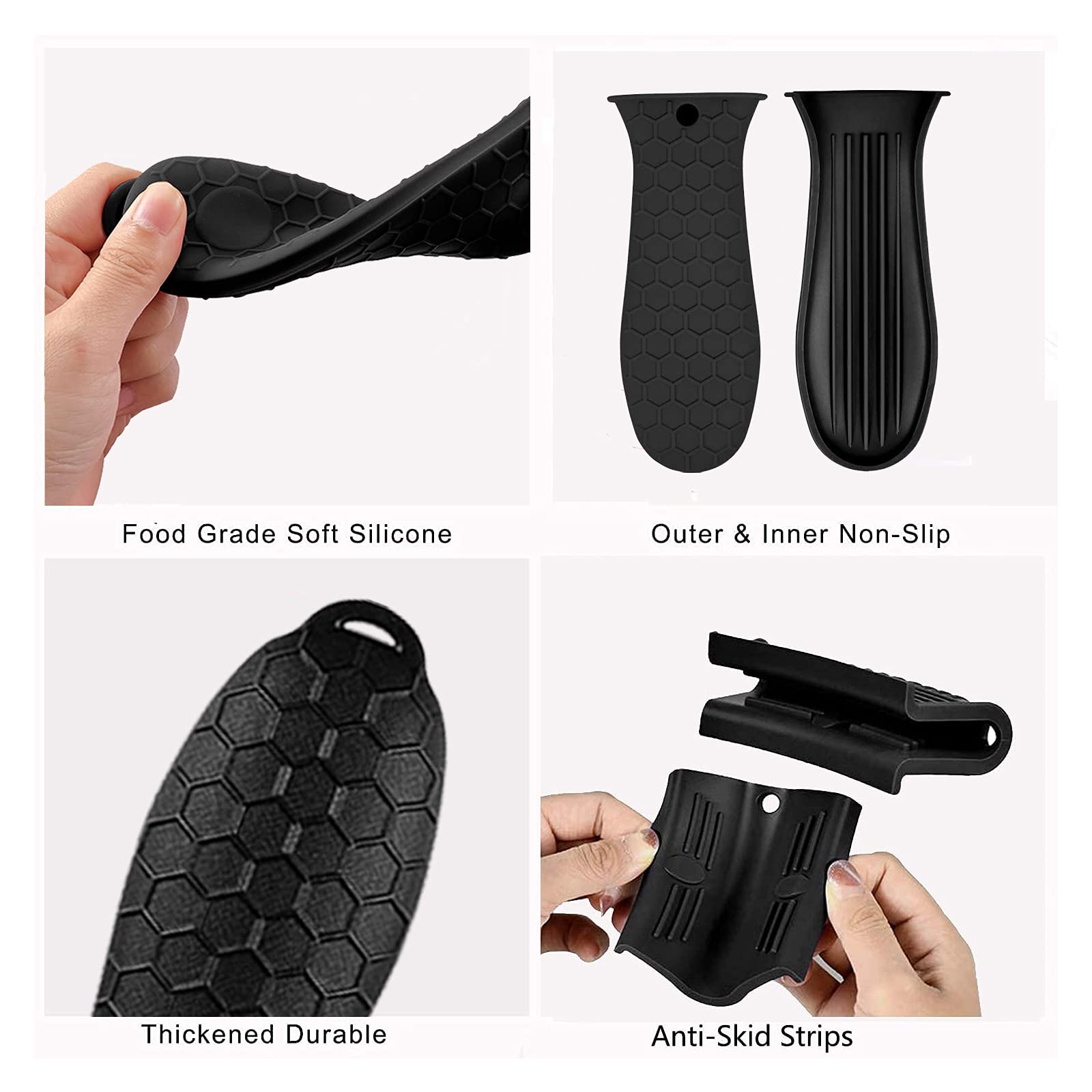 8 Pcs Non-Slip Silicone Hot Handle Holder & Assist Grips, Potholder For Cast Iron Skillets, Heat Resistant Handle Cover Sleeve F