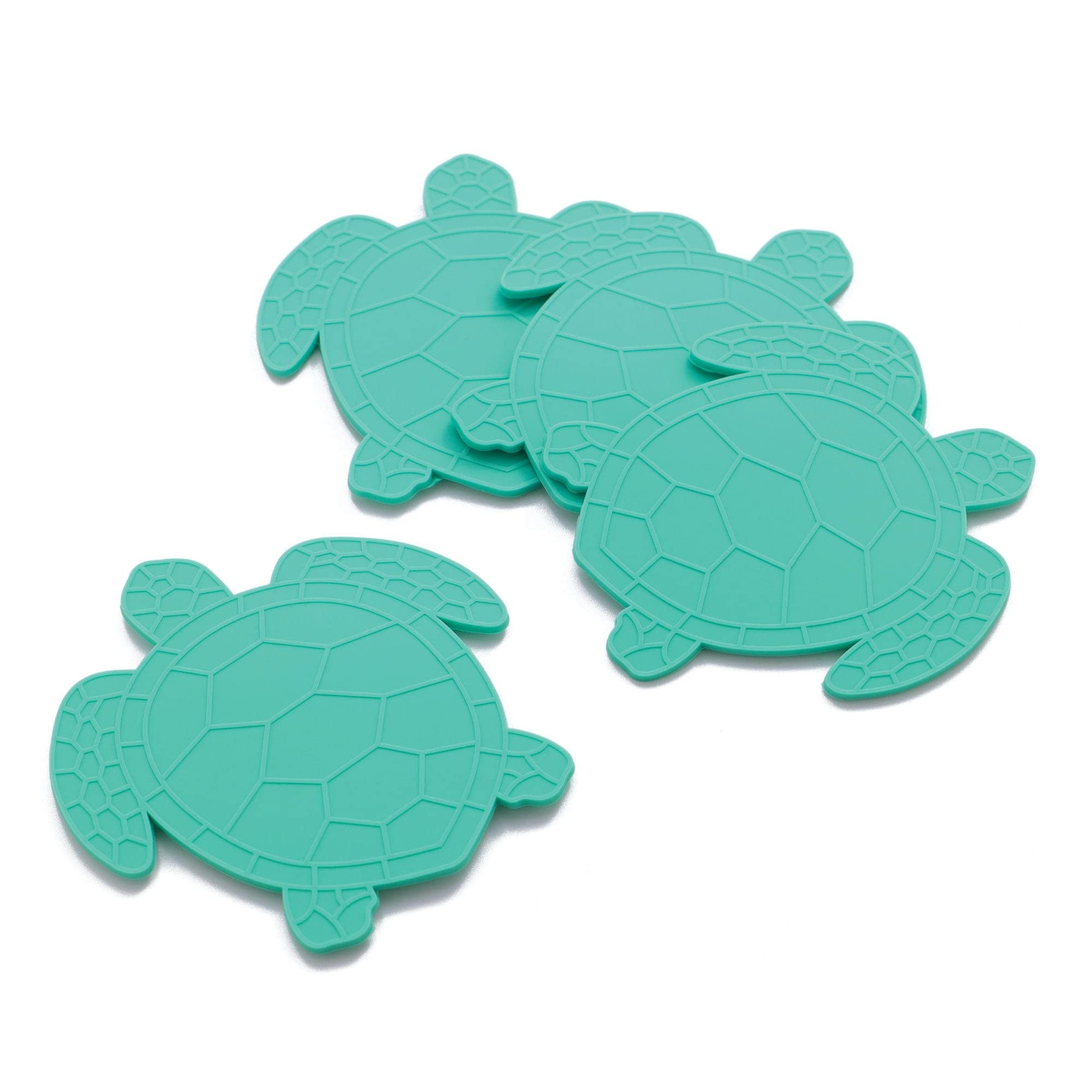 Upware Silicone Coasters For Drinks Set Of 4 Non Slip Anti Stain Heat Resistant Durable Reusable Silicone Drink Coasters (Turtle