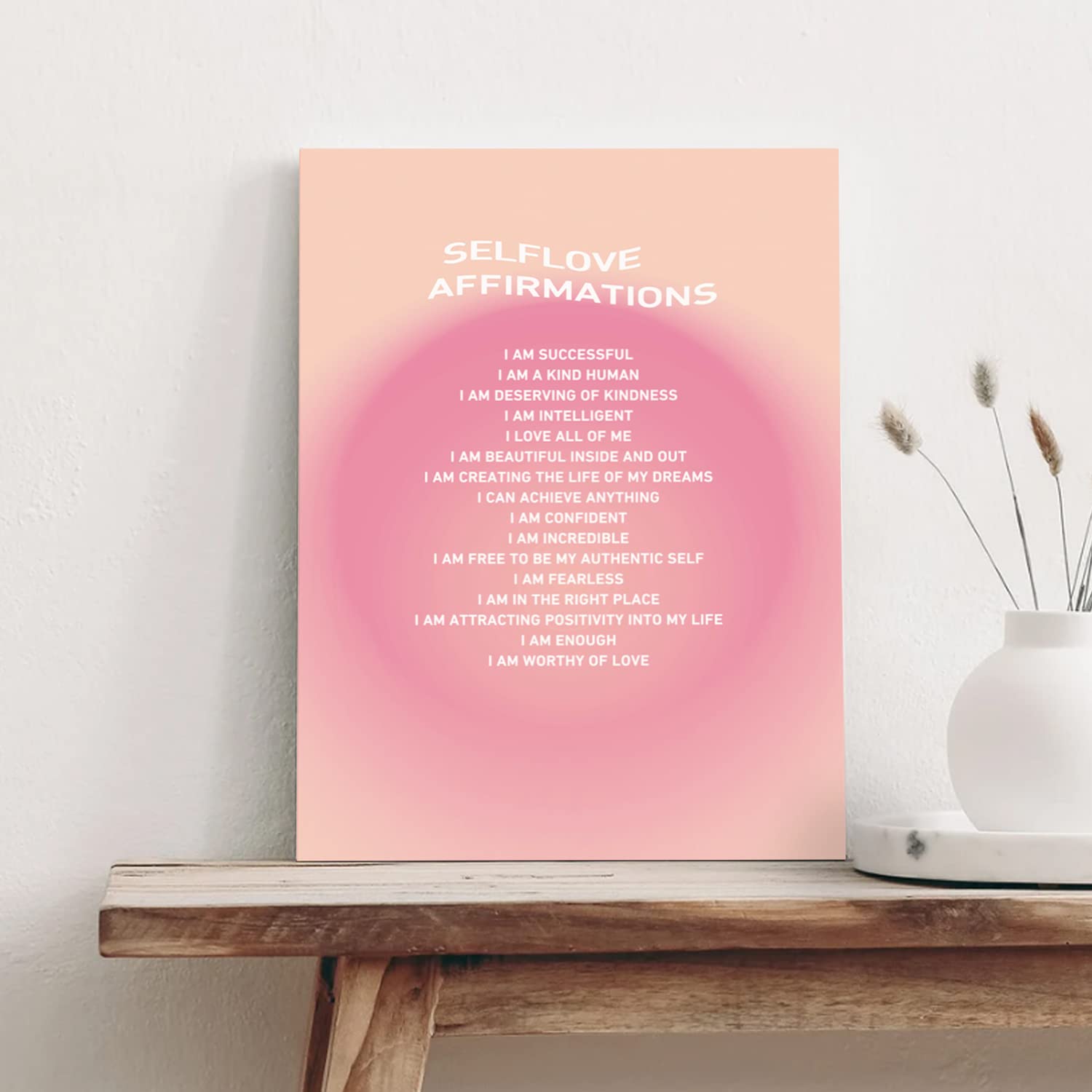 Inspirational Wall Art Affirmation Aesthetic Decor For Bedroom, Framed Canvas Wall Art For Girls, Office Wall Art For Women, Pin