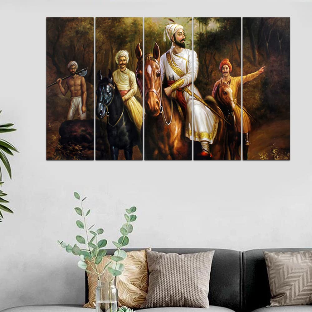 Maxstone Improve your place Beautiful Chattrapati Shivaji Maharaj Ride Wall Painting Art Wall Painting (Multicolour)