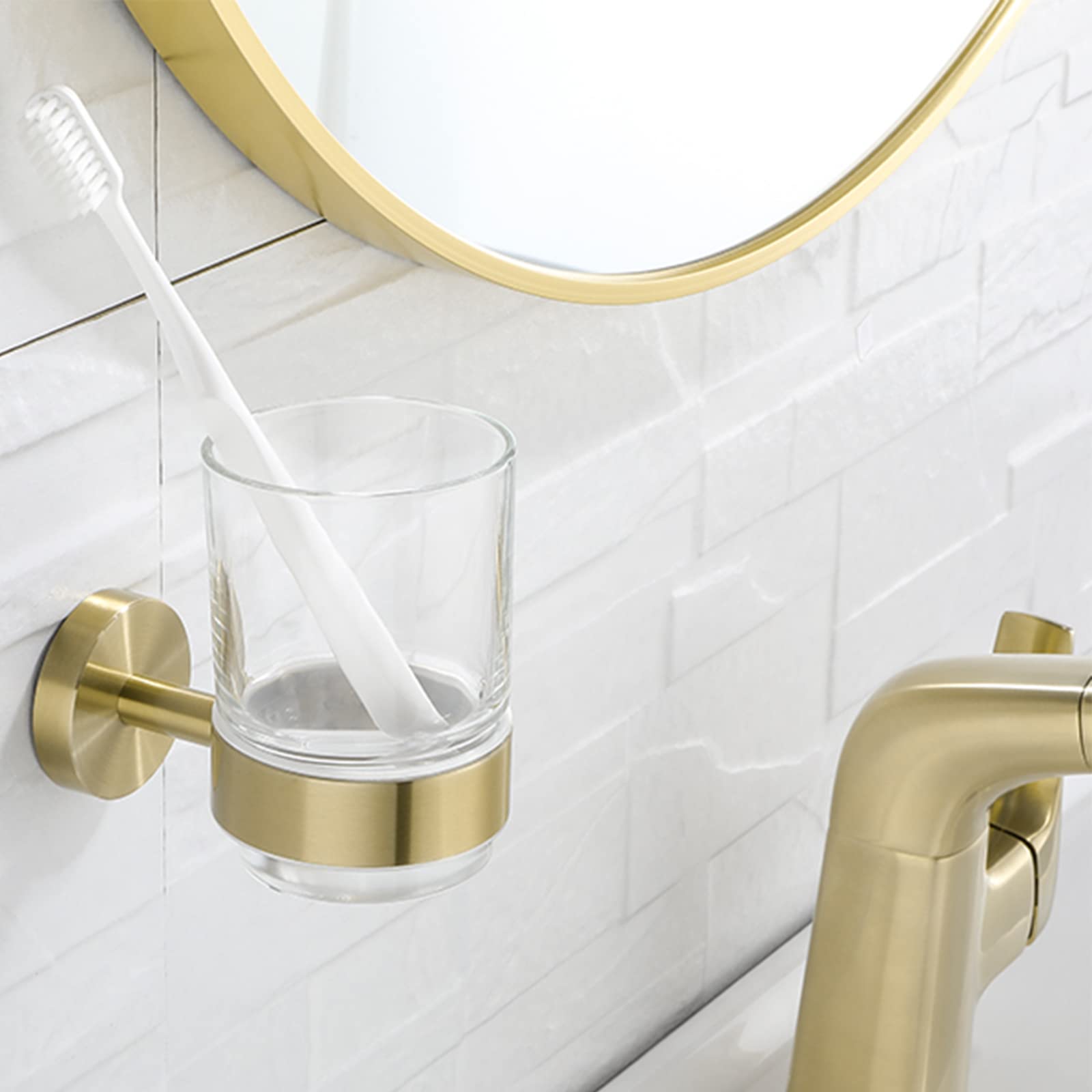 Ghyi Toothbrush Holder Cup, 2Pcs Replacement Glass Tumbler Toothbrush Cups For Wall Mounted Toothbrush Holder, Reusable Mouthwas