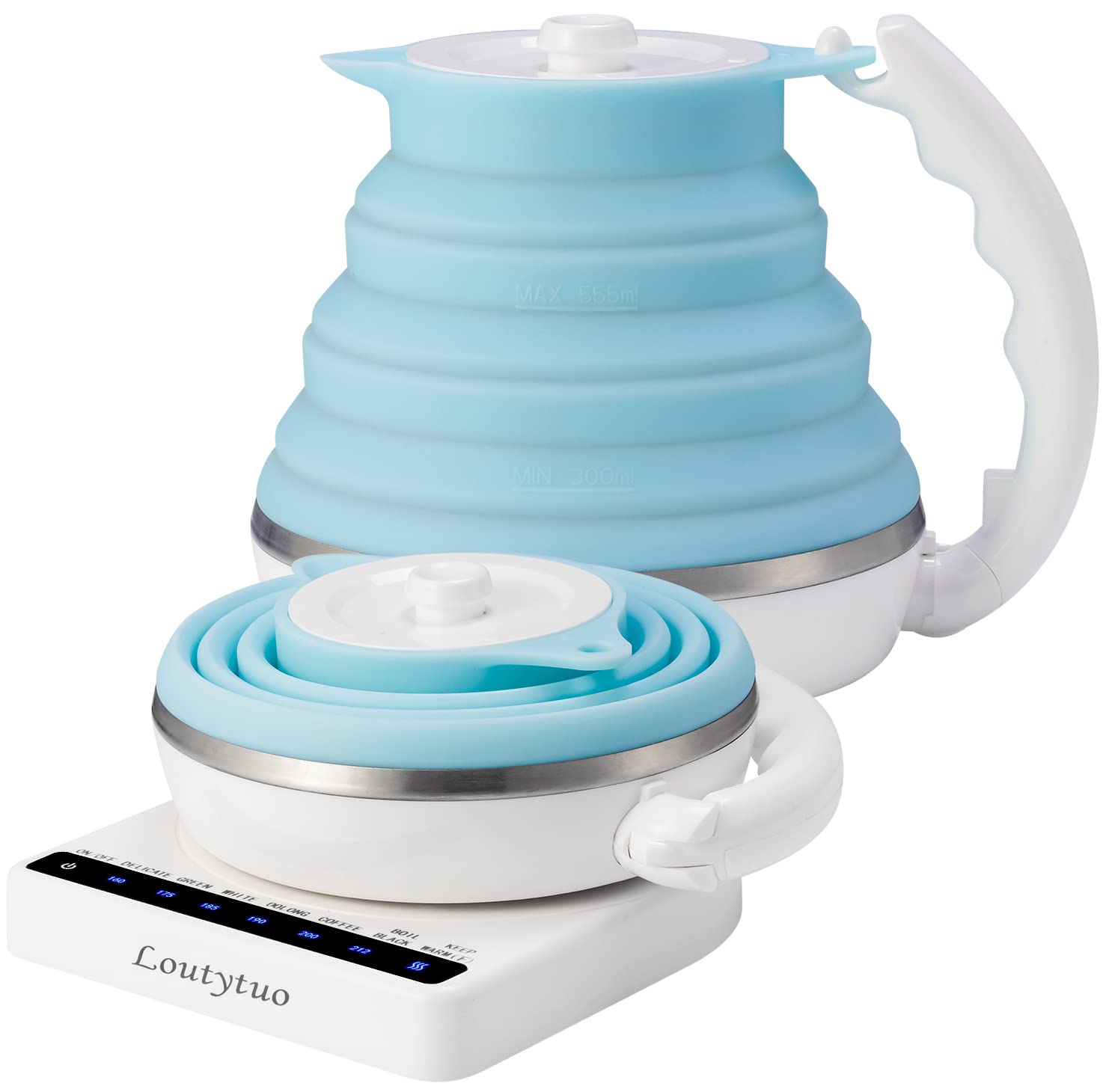 Ultrathin Food Grade Silicone Travel Foldable Electric Kettle Variable Temperature Control With Dual Voltage, Auto Shutoff & Boi