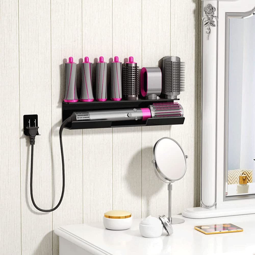 Wall Mount Holder For Dyson Airwrap Styler Hair Curling Iron Wand Barrels And Brushes Storage Stand Rack With Cord Organizer Acr