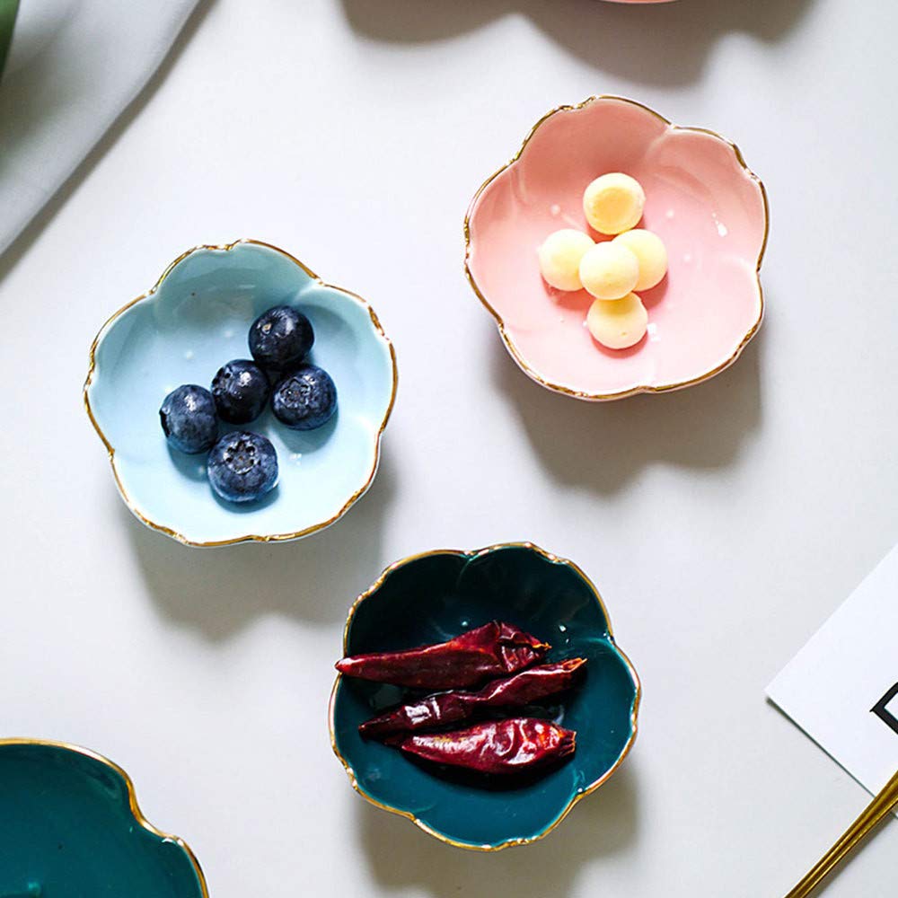 Xigui Japanese Style Soy Sauce Dishes Set Of 6, Cherry Blossom Porcelain Sauce Dish Seasoning Dish Sushi Soy Dipping Bowl Desser