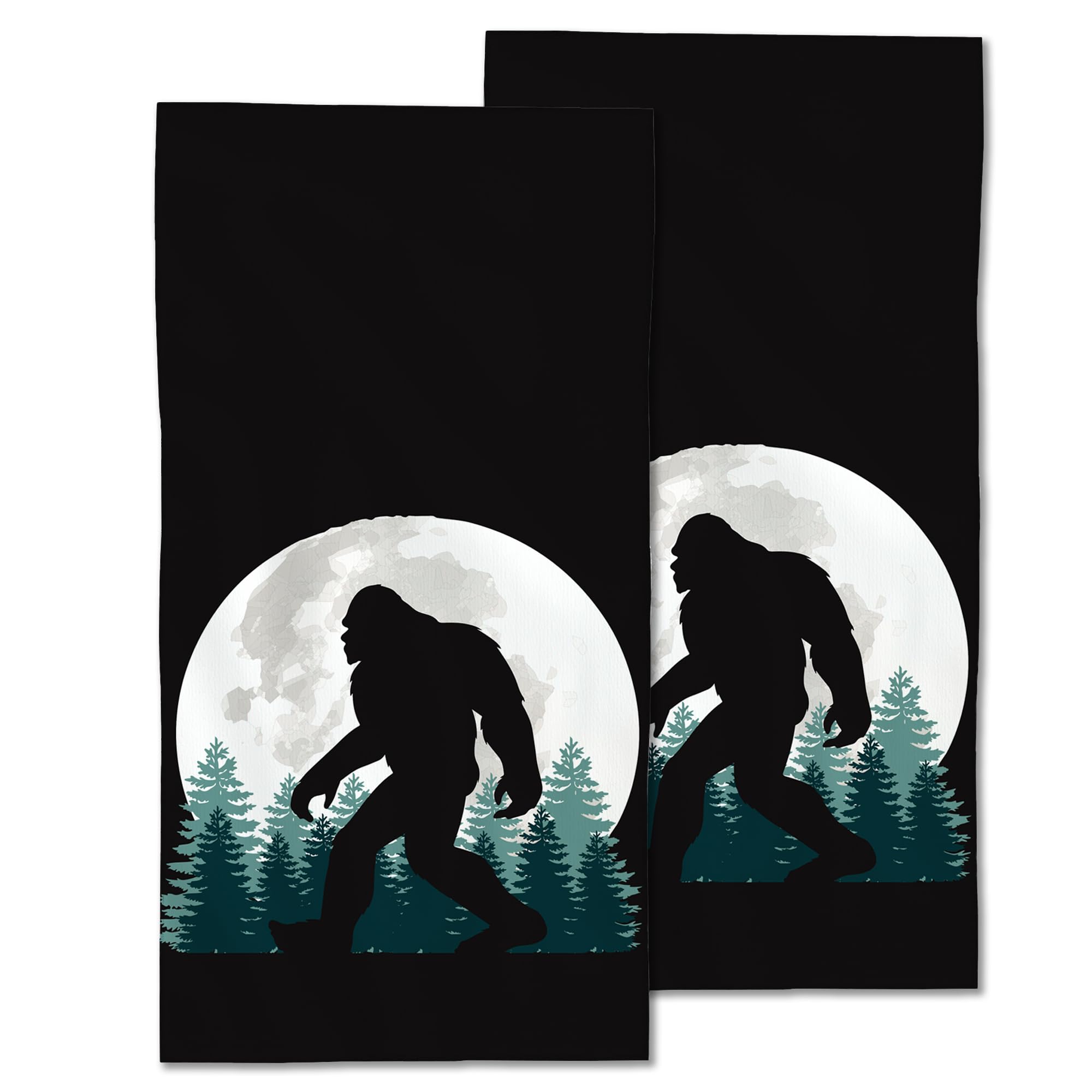 Cxulin Big Foot Hand Towels Set Of 2,Forest Moon Soft Fingertip Bath Towel Small Face Washcloths Decor Kitchen Towel For Hotel S