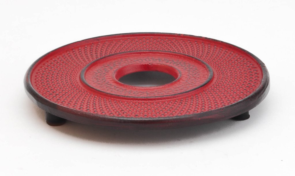 M.V. Trading T7020RD Cast Iron Trivet Hobnail Design  5-Inch  Red
