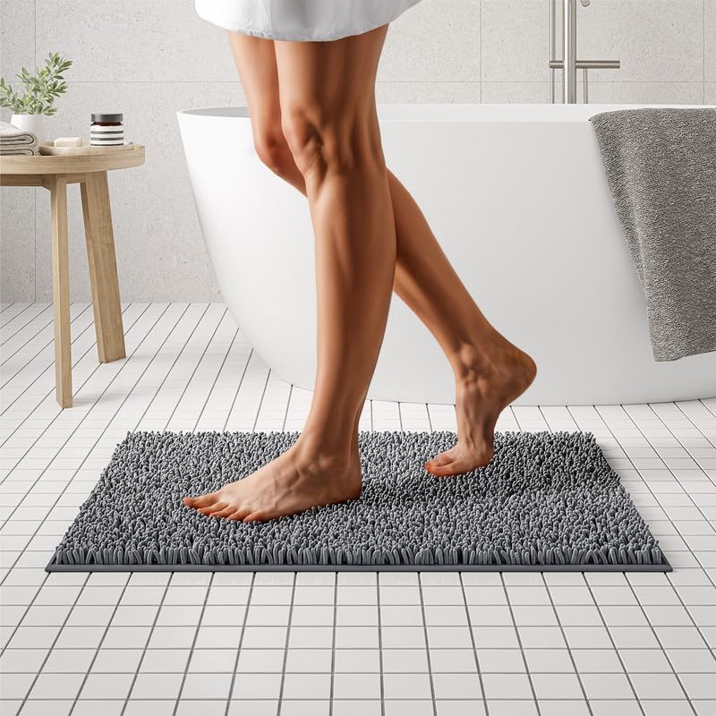 Mayshine Plush Shaggy Chenille Bath Mat | Extra Soft, Super Absorbent, Non-Slip Bathroom Rug | Fluffy Microfiber, Area Rug Sets