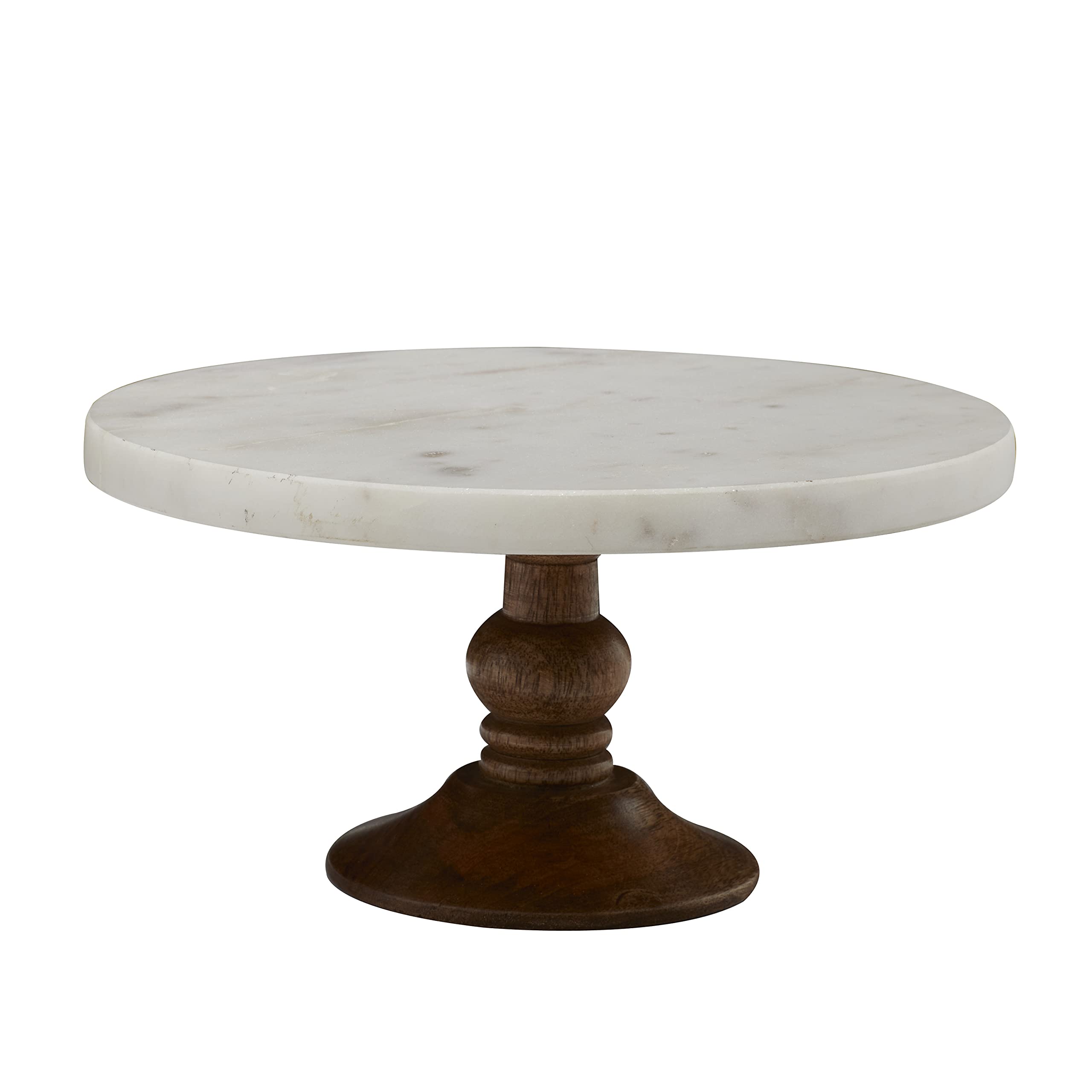 Deco 79 Mango Wood Cake Stand With Wood Base, 10'' X 10'' X 5'', White