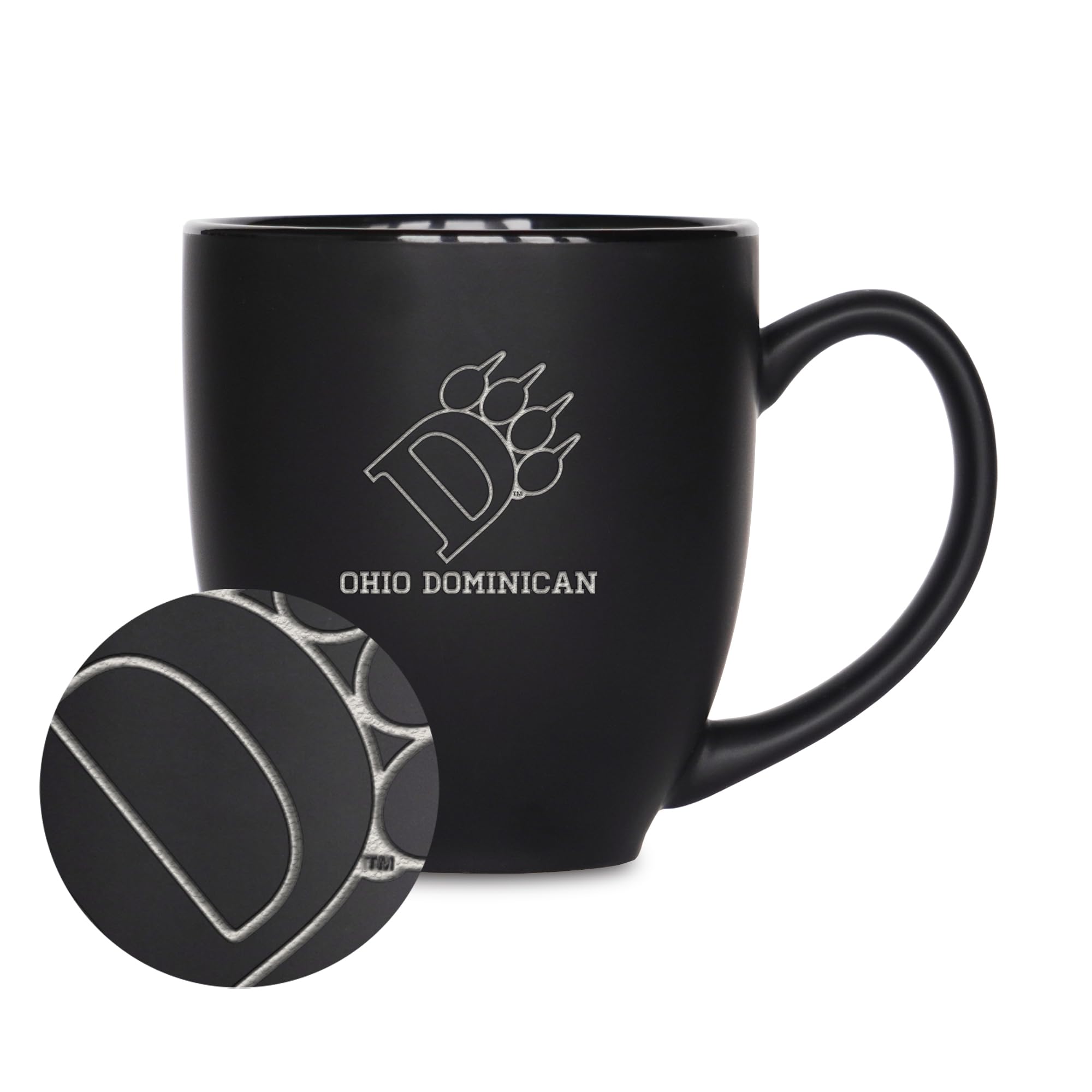 Rico Industries NCAA Nevada-Reno Wolf Pack - UNLV Main 15oz Laser Engraved Matte Black Ceramic Bistro Mug - For Hot or Cold Drin