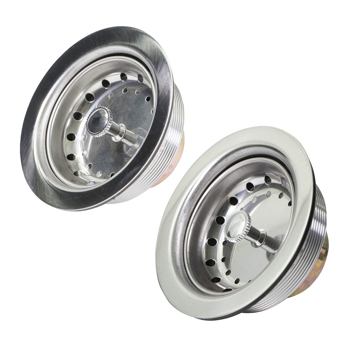 Highcraft 9733-2 Kitchen Sink (3-1/2 Inch) Stainless Steel Drain Assembly With Strainer Basket-And Rubber Stopper, Pack Of 2, 3.