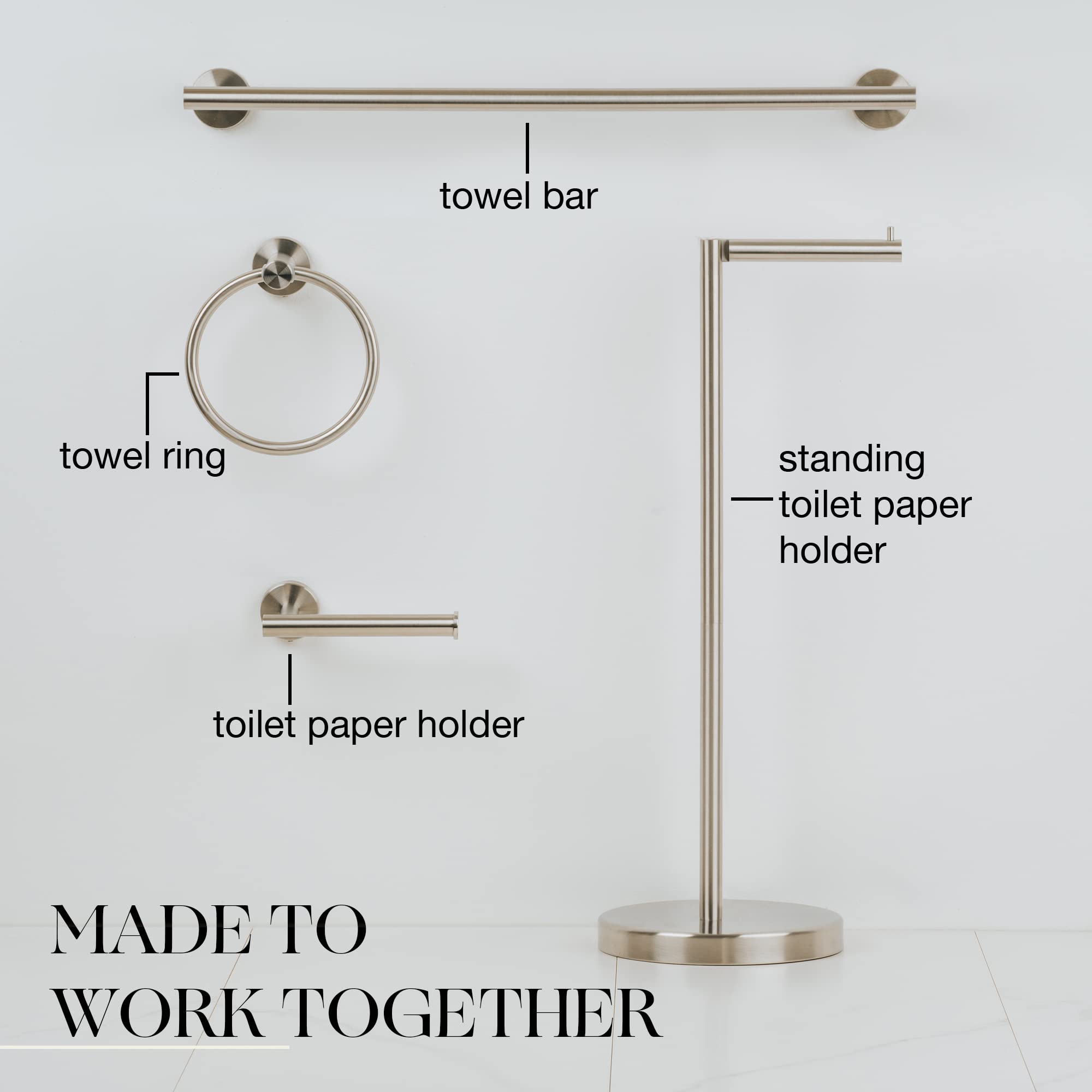 Marmolux Acc Brushed Towel Ring for Bathroom - Hand Towel Holder for Bathroom Wall - SUS304 Stainless Steel Bathroom Towel Rack Hardware Set.
