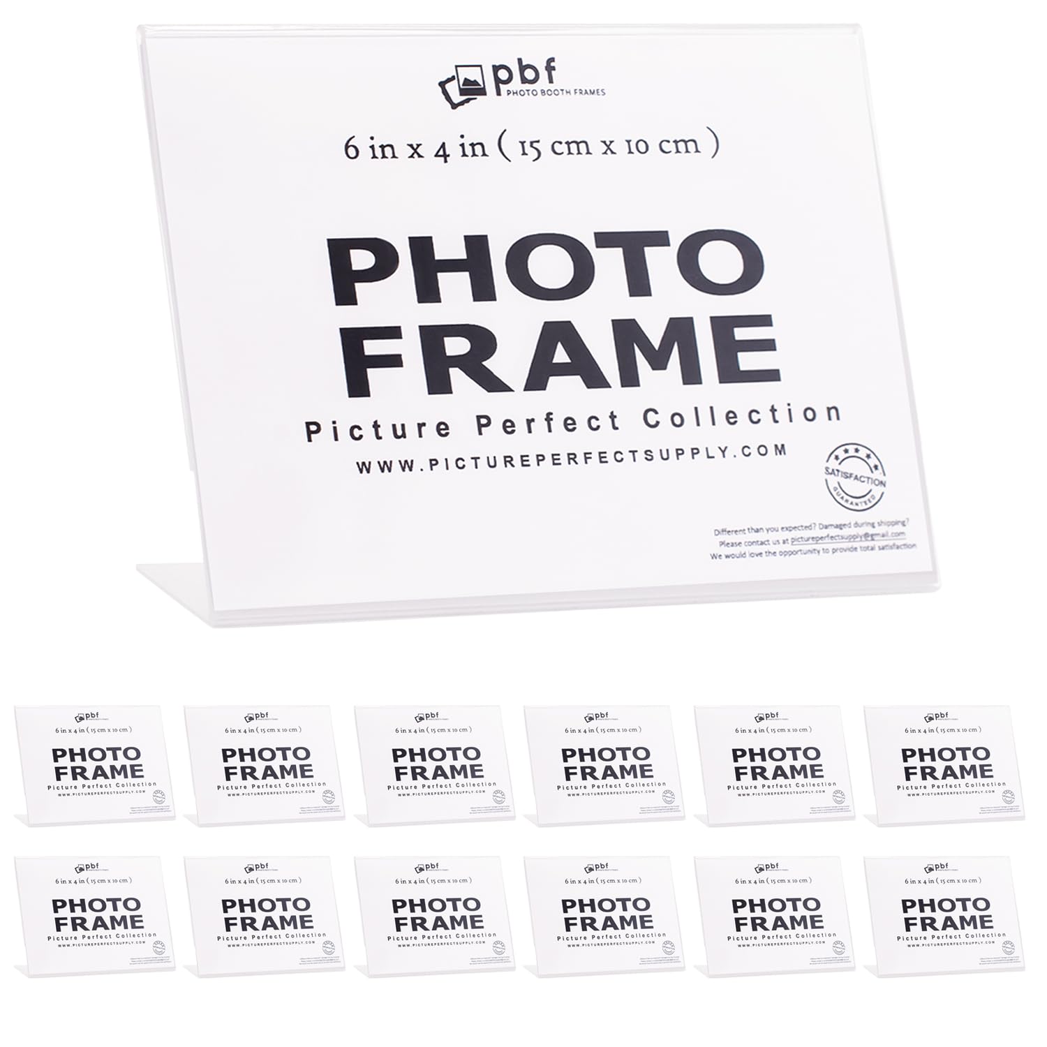 pbf 6x4 Acrylic Sign Holder | 6 x 4 Horizontal Stand Up Slanted Sign Holder | Acrylic Stands for Display | Clear Picture Frame, 