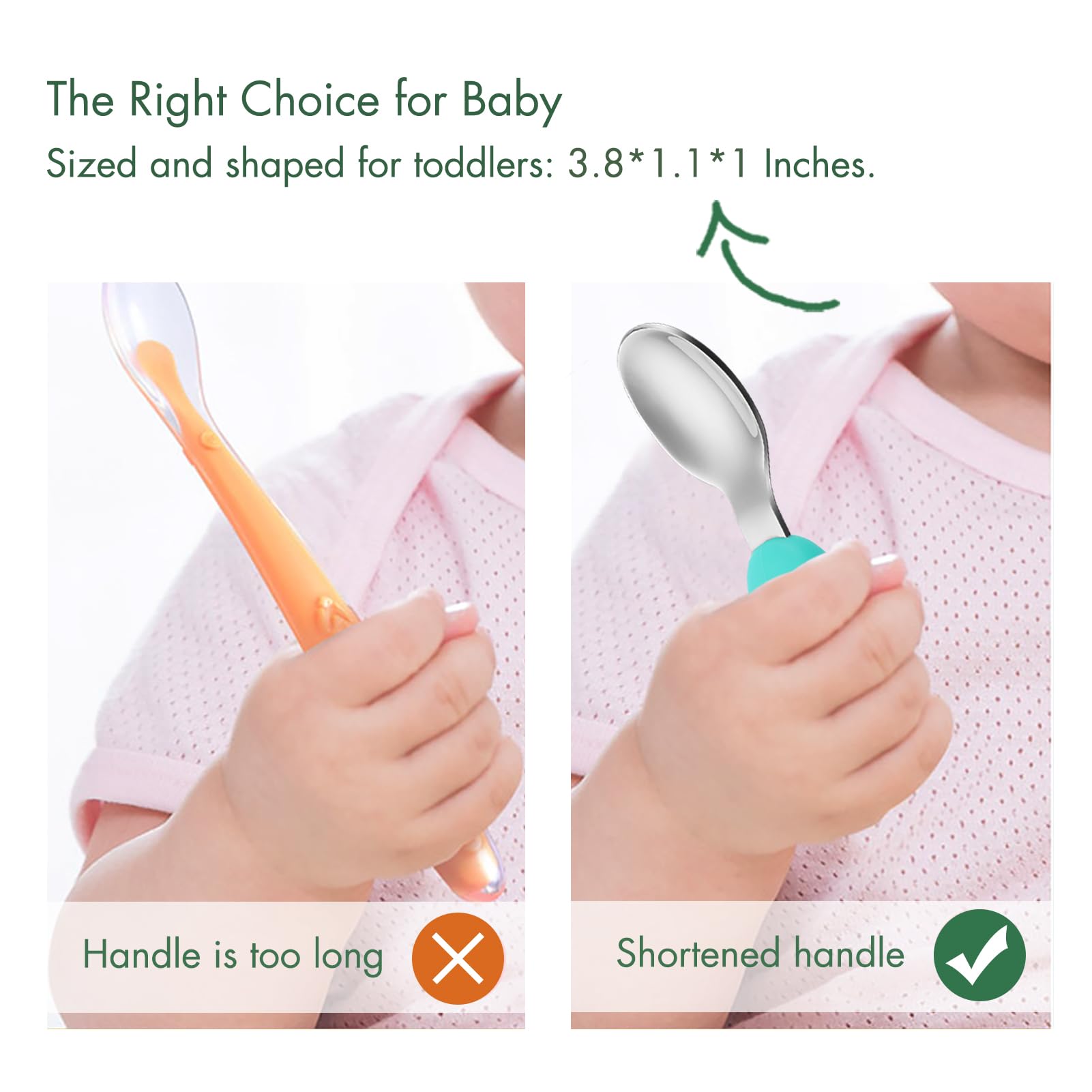 YIVEKO Baby Fork and Spoon Set with Carry Case Baby Training Utensils Self Feeding Toddler Silverware Silicone and Stainless Ste