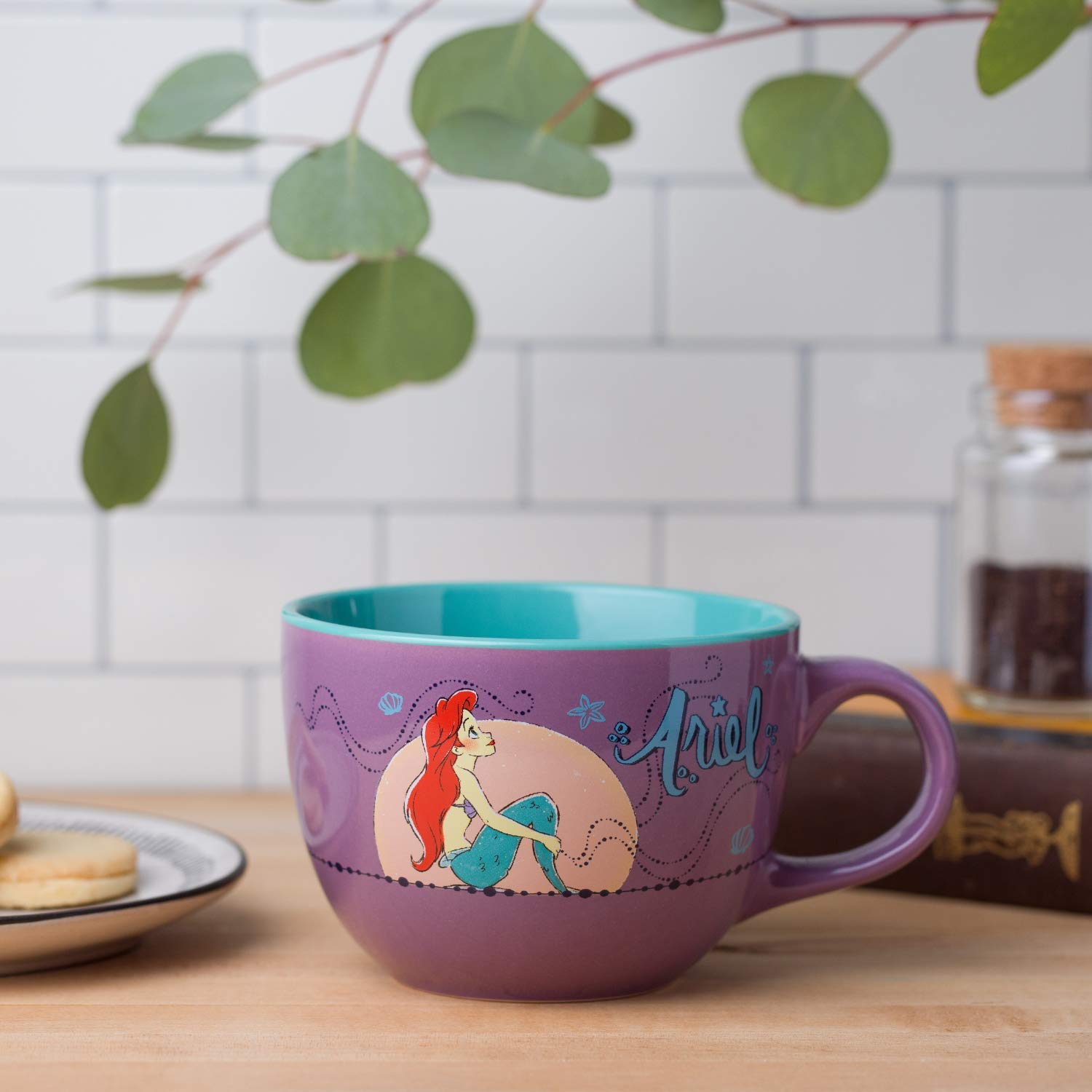 Silver Buffalo Disney Princess Little Mermaid Ariel Moonlight Ceramic Soup Mug  24 Ounces
