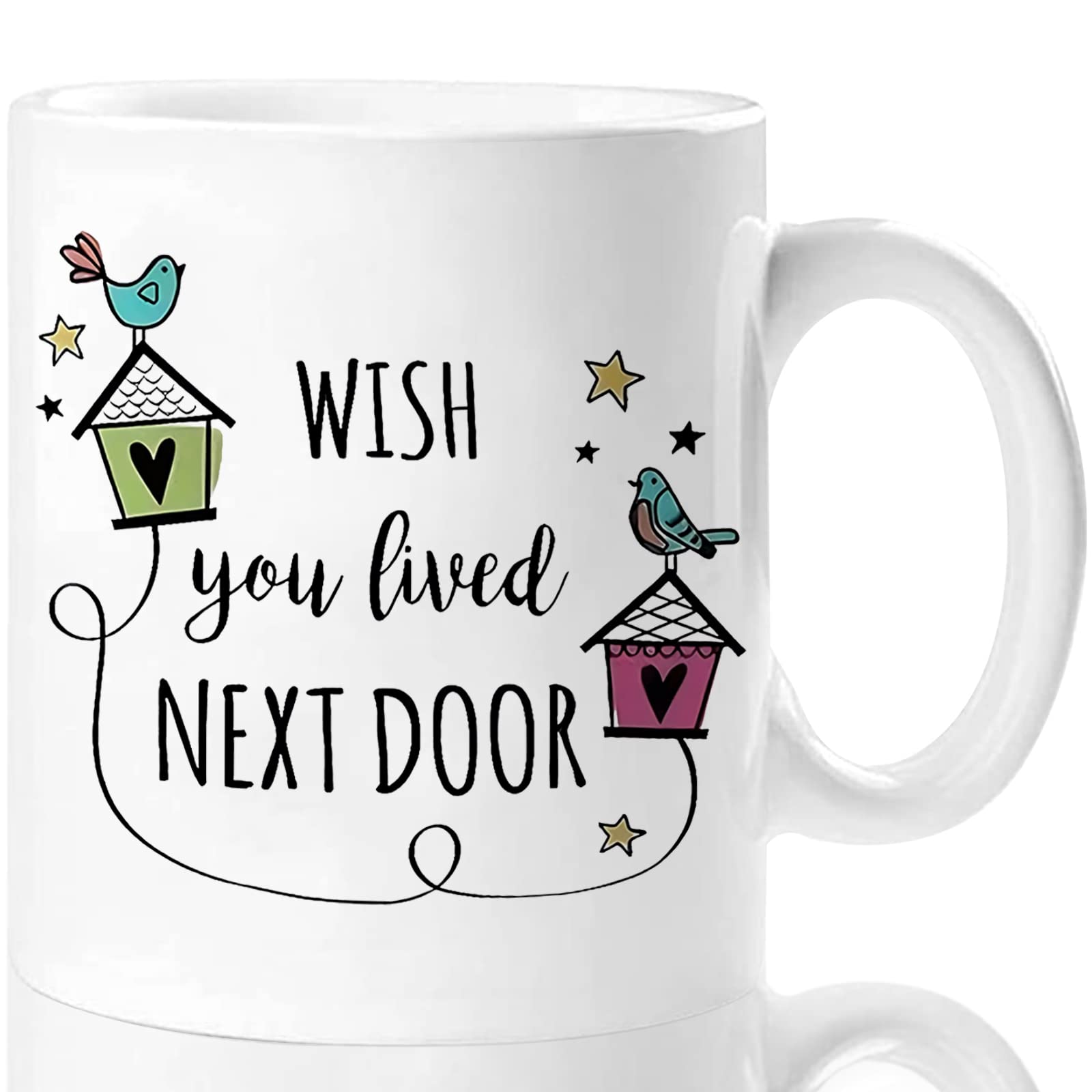 Aurahouse Wish You Lived Next Door Mug, Friendship Gifts for Women, Mothers Day Gifts for Mom Sister Friends, Birthday Gifts for