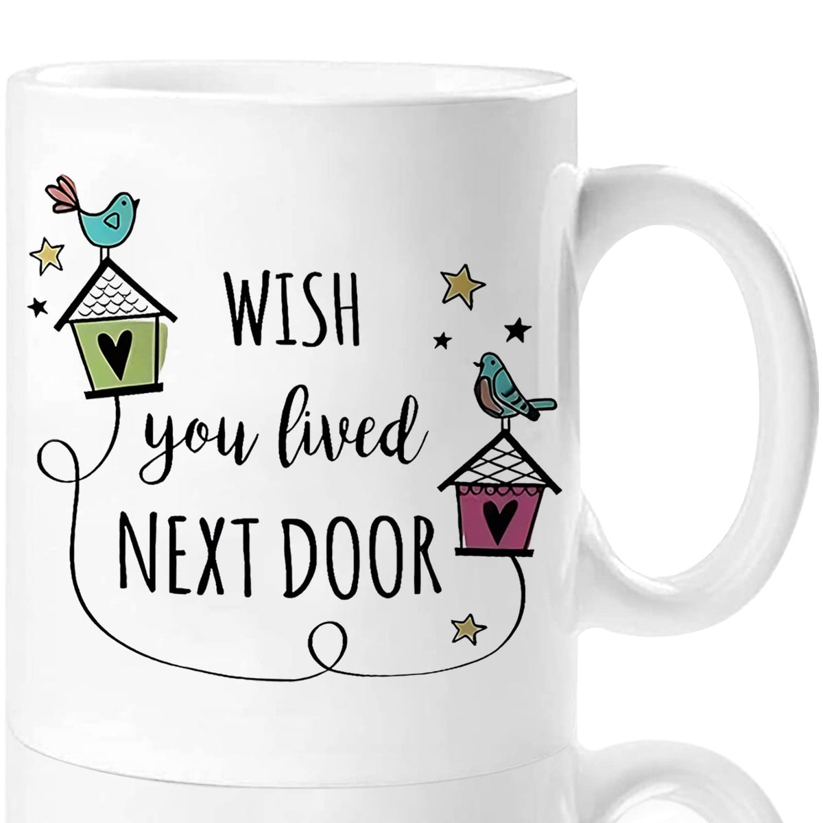 Aurahouse Wish You Lived Next Door Mug, Friendship Gifts for Women, Mothers Day Gifts for Mom Sister Friends, Birthday Gifts for