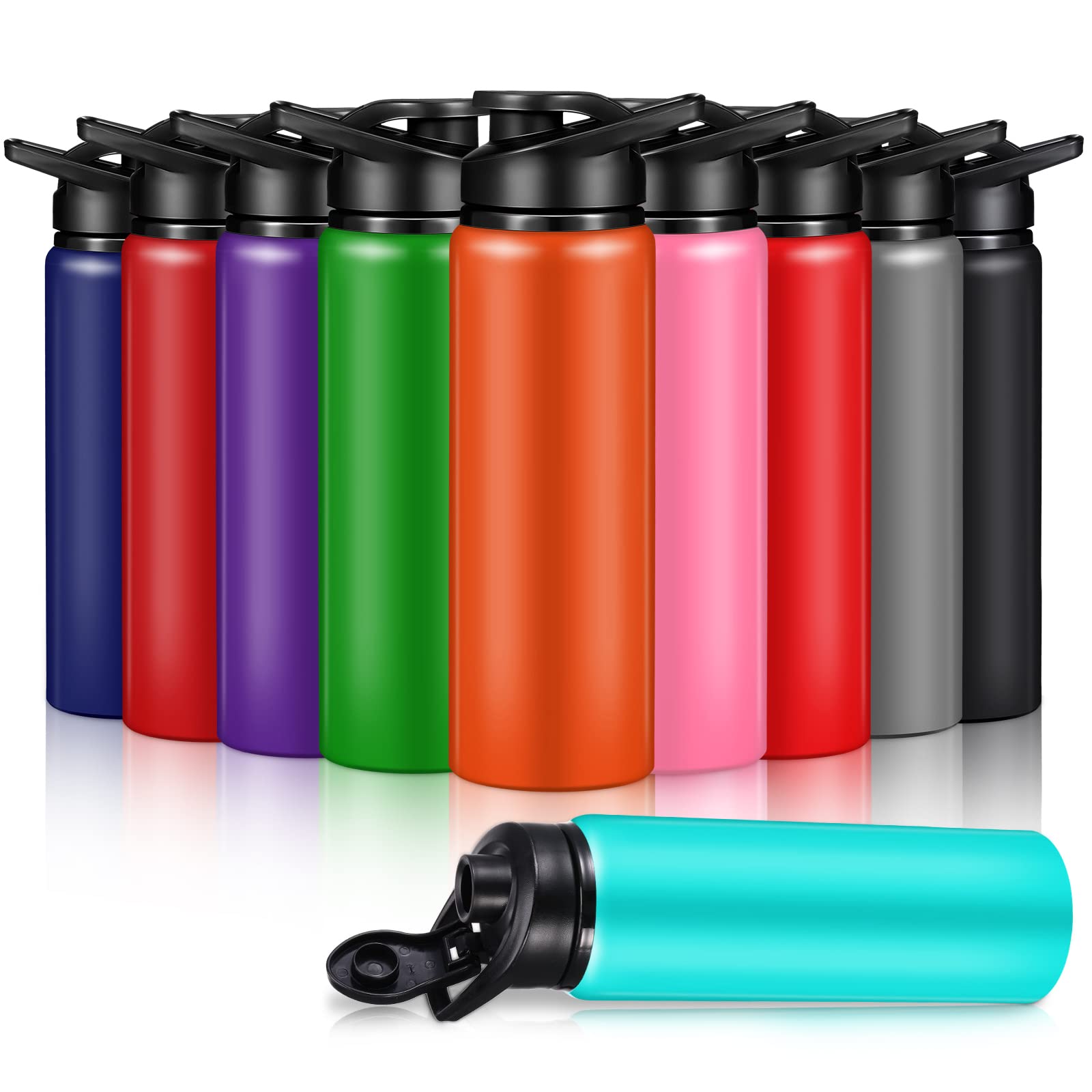 Mimorou 10 Pack 25oz Reusable Aluminum Water Bottles Bulk Operation Christmas Multicolor Outdoor Sports Water Bottles for Travel