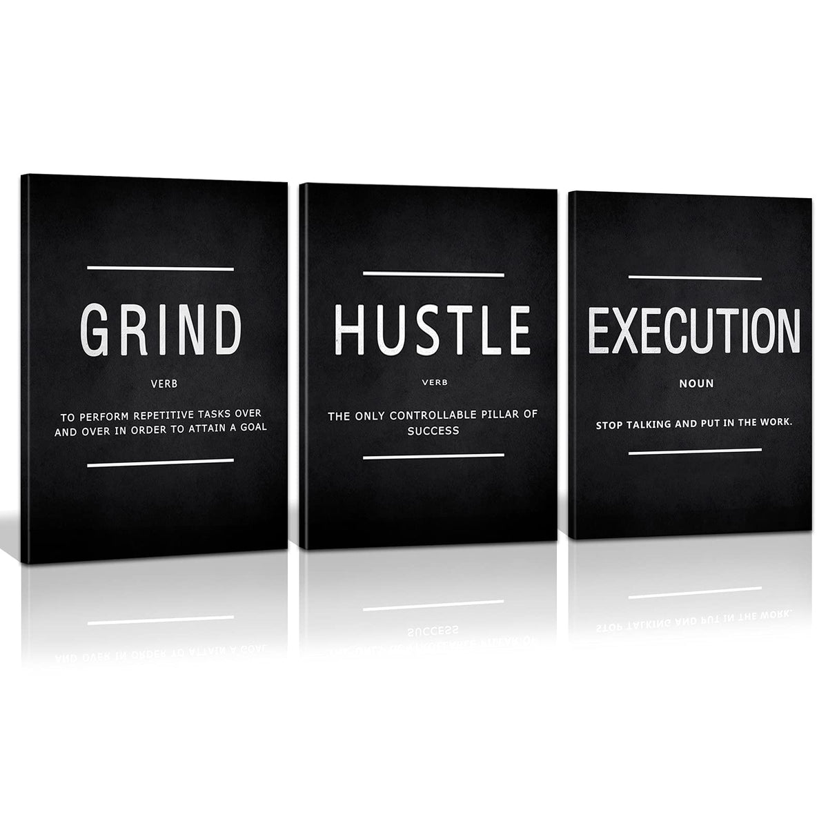 Kawahone Grind Hustle Execution Quotes Framed Wall Art, Inspirational Painting Prints Poster Wall Decor Motivation Canvas Entrep