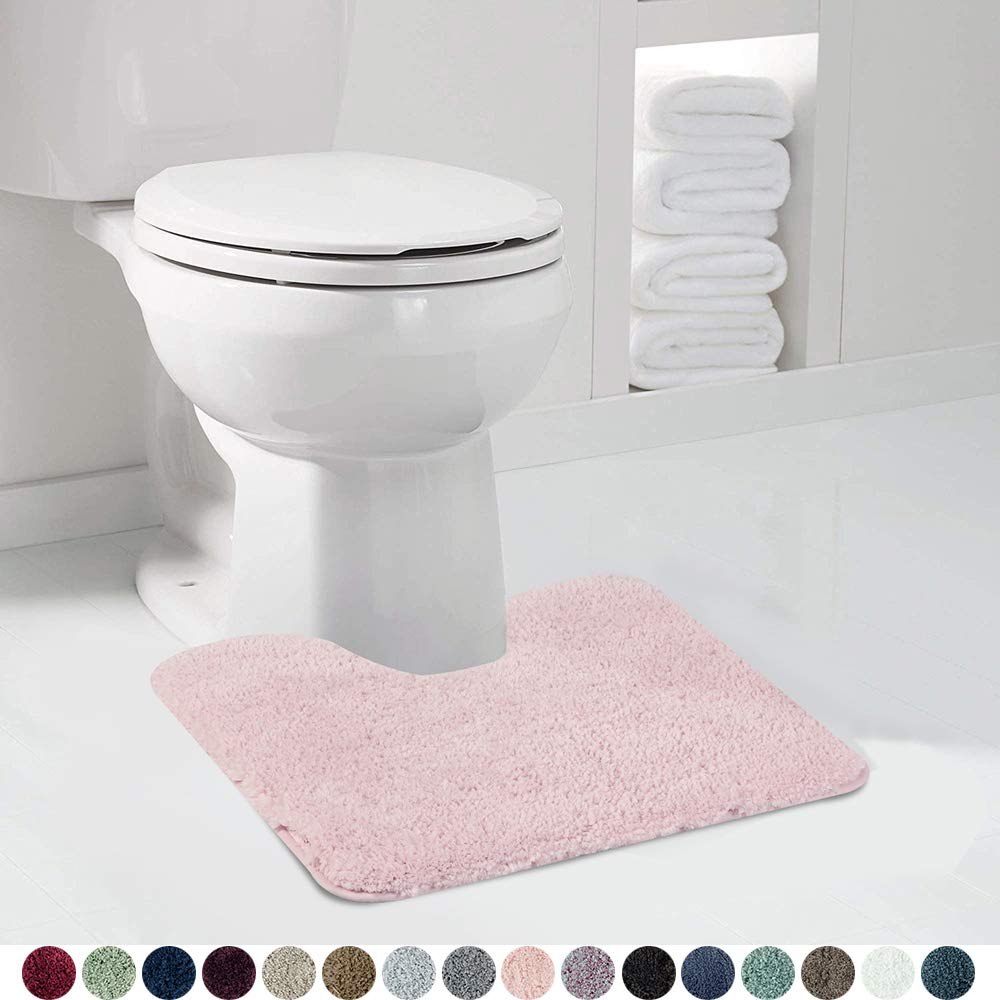 Walensee Shaggy 2 Piece Bath Rug Sets (Blush) 20 X 24 U Shape Contour Rug & 20 X 32 Bathroom Rug Machine Wash/Dry Bath Mats For