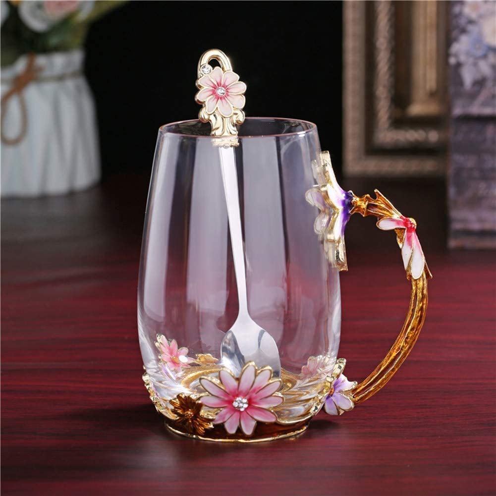 Luka Tech Mothers Day Gifts For Mom  Daisy Flower Glass Tea Cups Best Mom Ever Gift  Birthday Gifts For Mum Grandma From Daughter Son