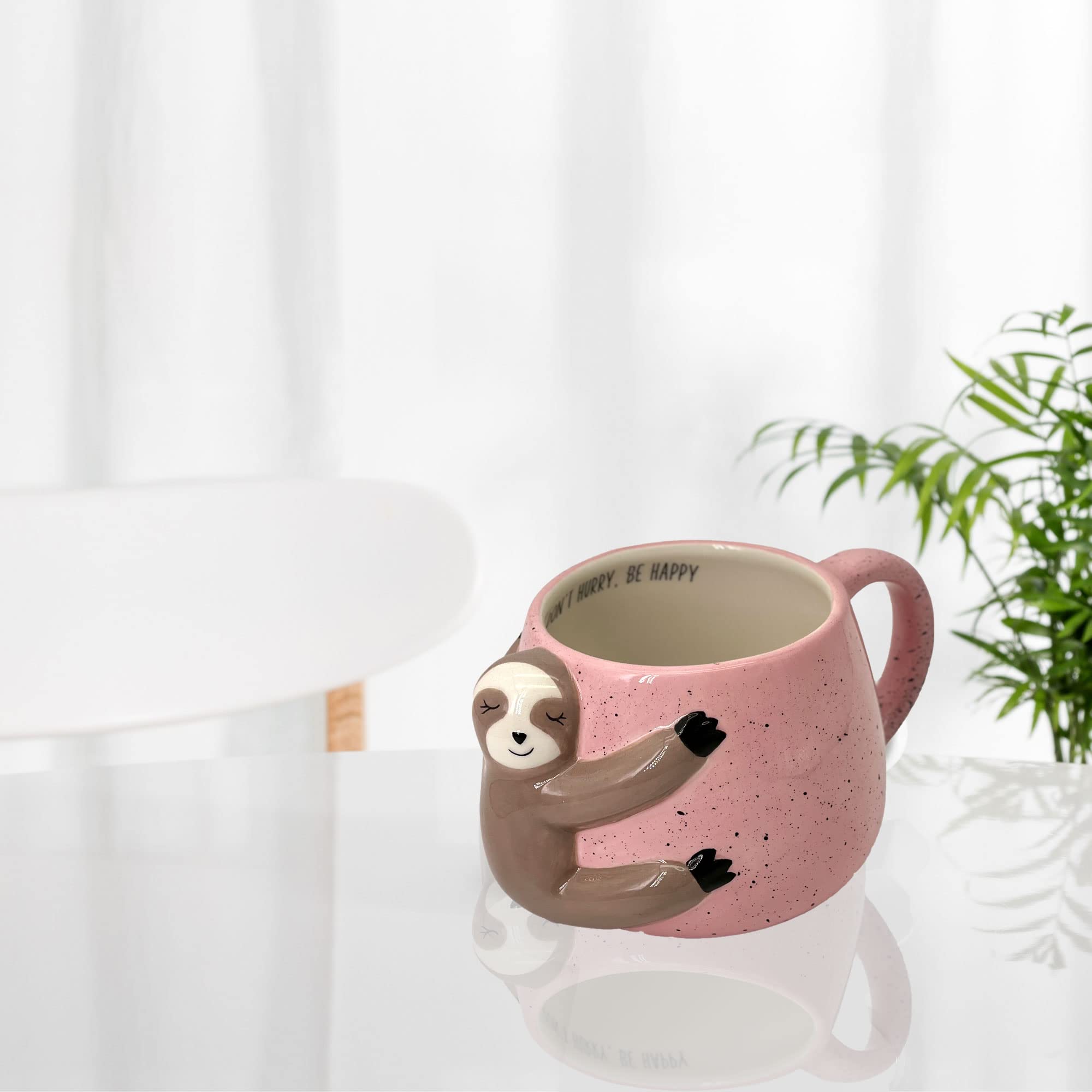Votum White Ceramic Coffee Or Tea Mugs: Animal Shaped Coffee Mugs With Hand Printed Designs And Printed Saying - 18.6 Fluid Ounc