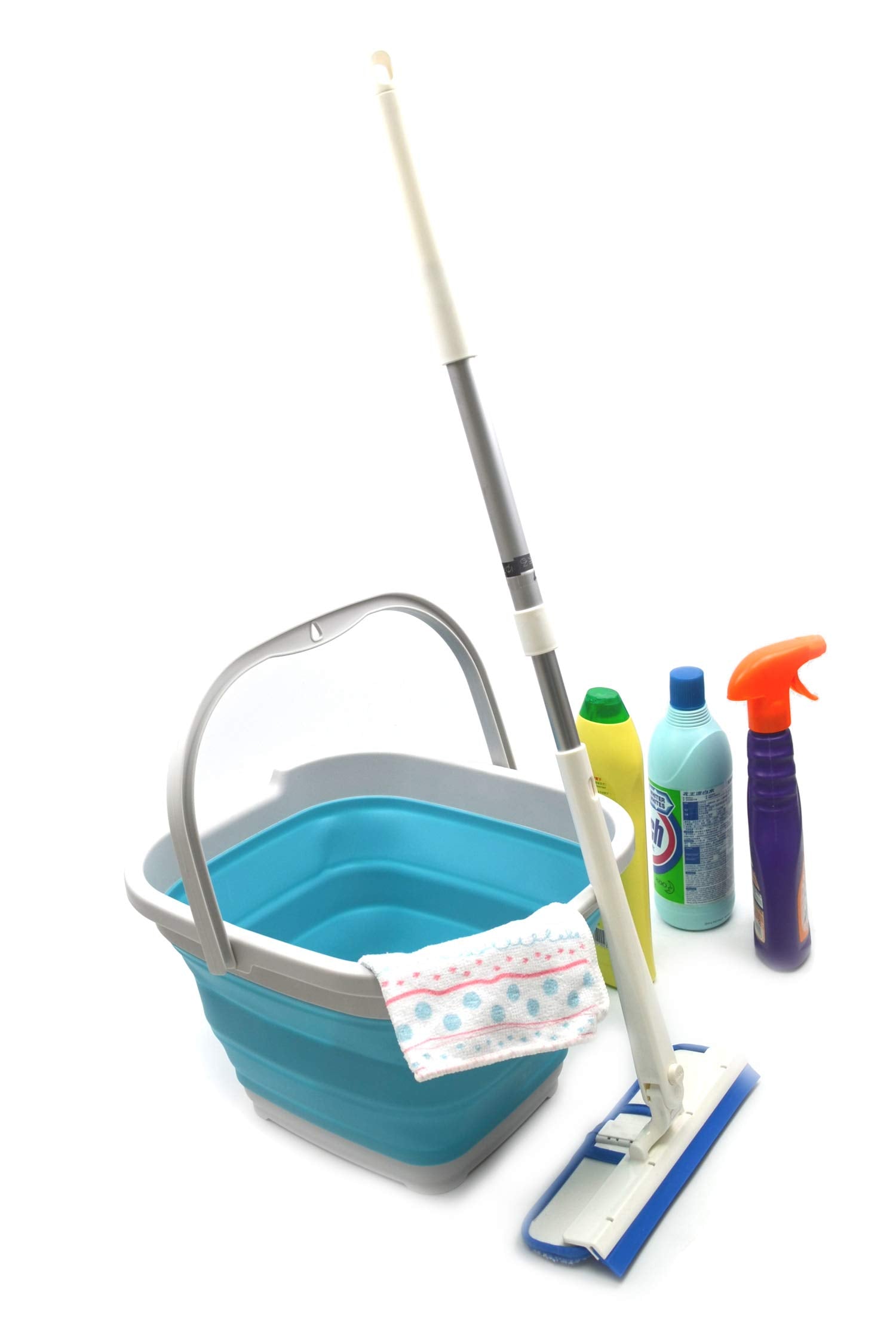 SAMMART 10L (2.6 Gallon) Collapsible Rectangular Handy Basket/Bucket (2  Grey/Bright Blue)