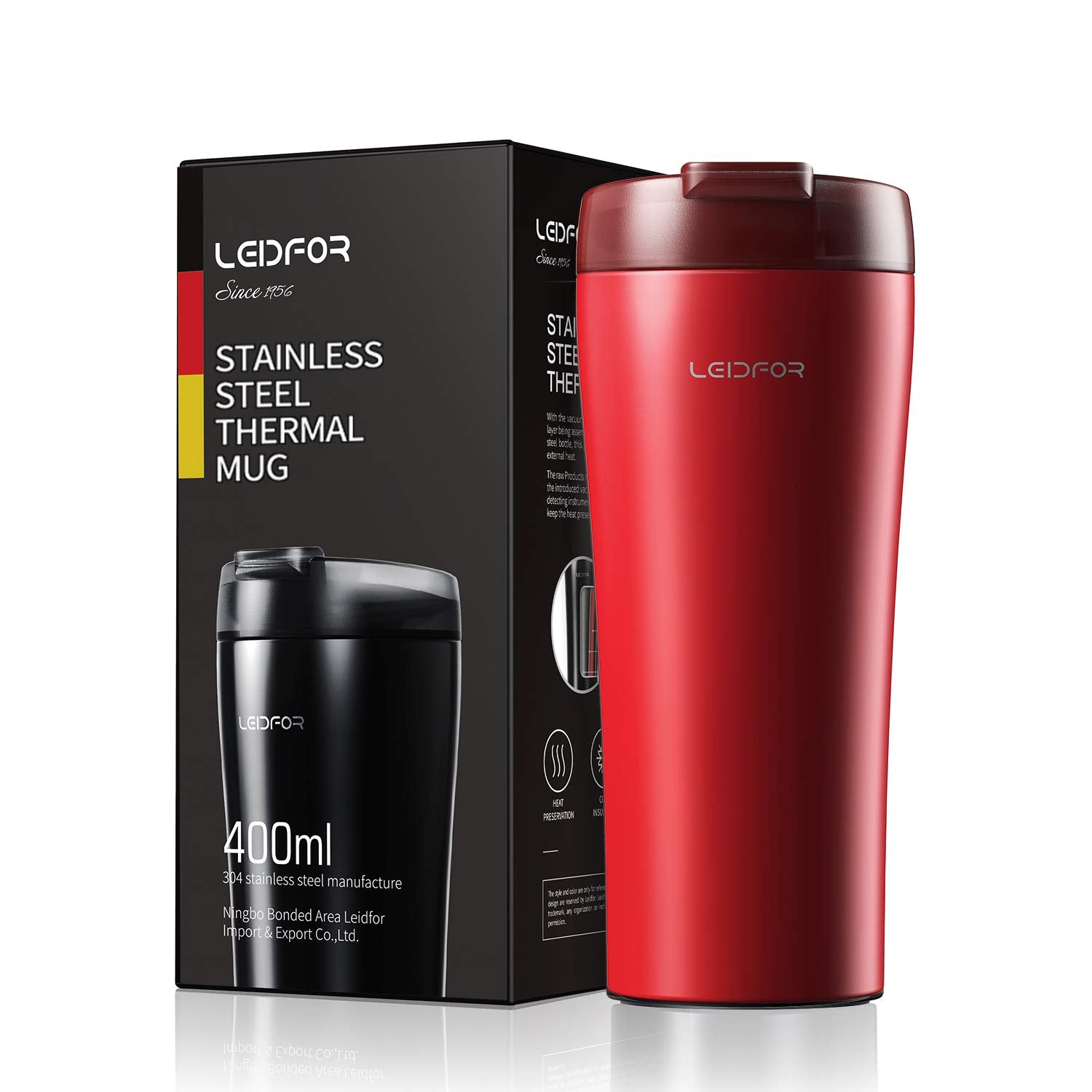Leidfor Coffee Travel Mug, Tumbler With Leak Proof Lid, Double Wall Vacuum Insulated Stainless Steel Travel Tumbler, Keep Hot Co