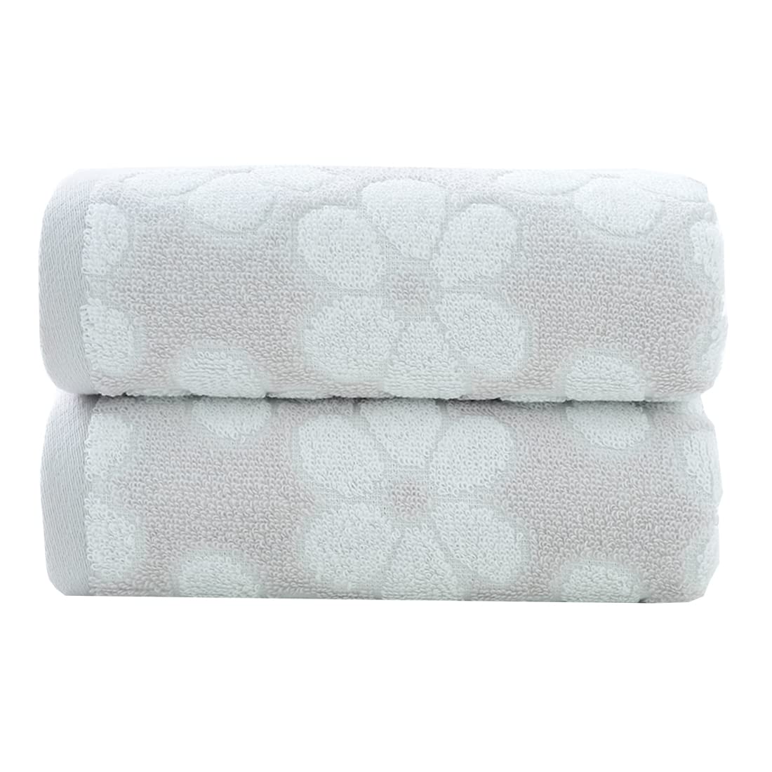 Pidada Hand Towels Set Of 2 Floral Pattern 100% Cotton Soft Absorbent Decorative Towel For Bathroom 13.4 X 29.1 Inch (Light Grey