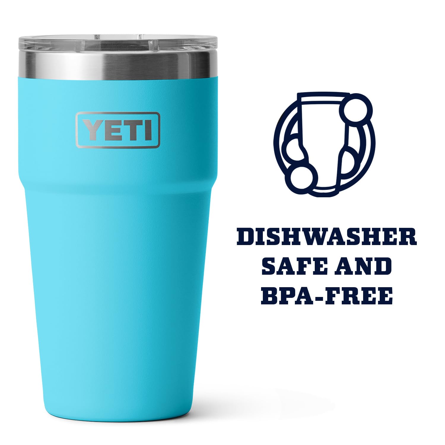 Yeti Rambler Stackable Pint, Vacuum Insulated, Stainless Steel With Magslider Lid, Reef Blue