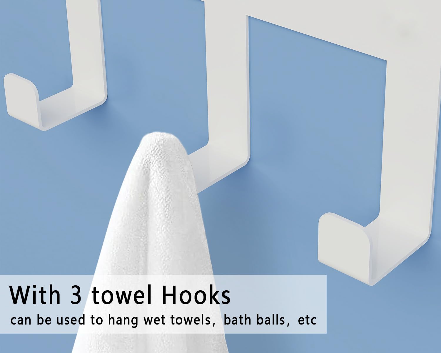 Bethom Towel Racks For Bathroom Wall Mounted, Bathroom Towel Rack With Shelf & 3 Hooks, Towel Storage Rack For Small Bathroom, W