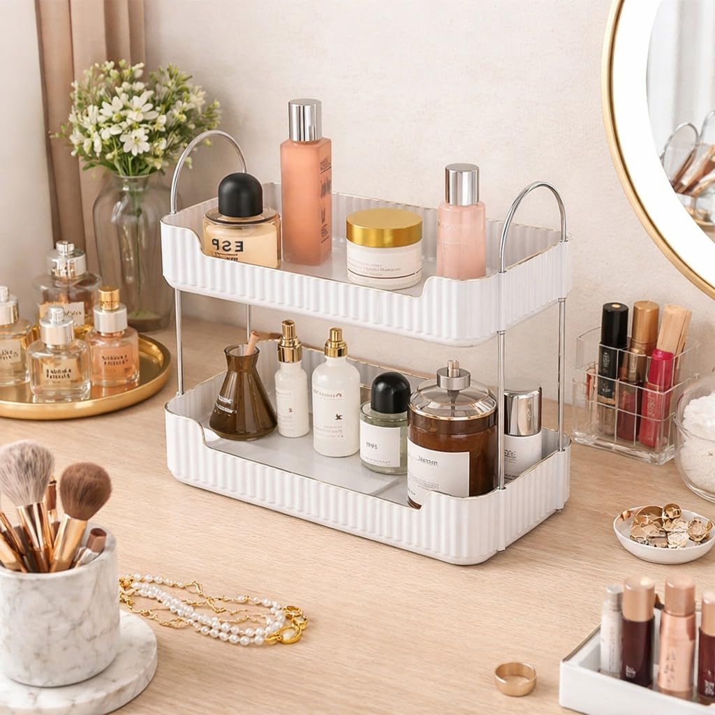 Sr Makeup Organizer Rack | Countertop Cosmetic Organizer For Woman | Makeup Holder Stand For Dressing Table | Multipurpose Organ