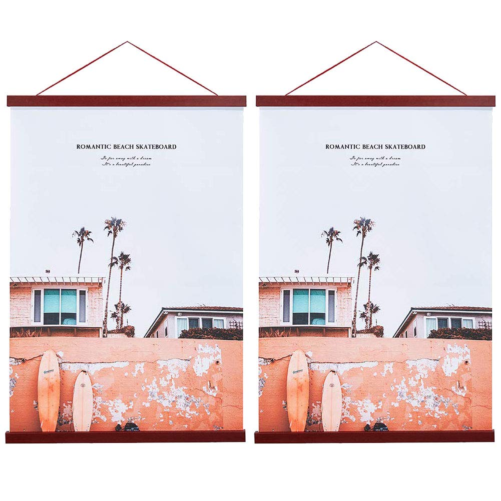 Artmag 2 Pack Magnetic Poster Hanger Frame, 19X19 19X13 19X25 Light Wood Wooden Magnet Canvas Artwork Print Dowel Poster Hangers