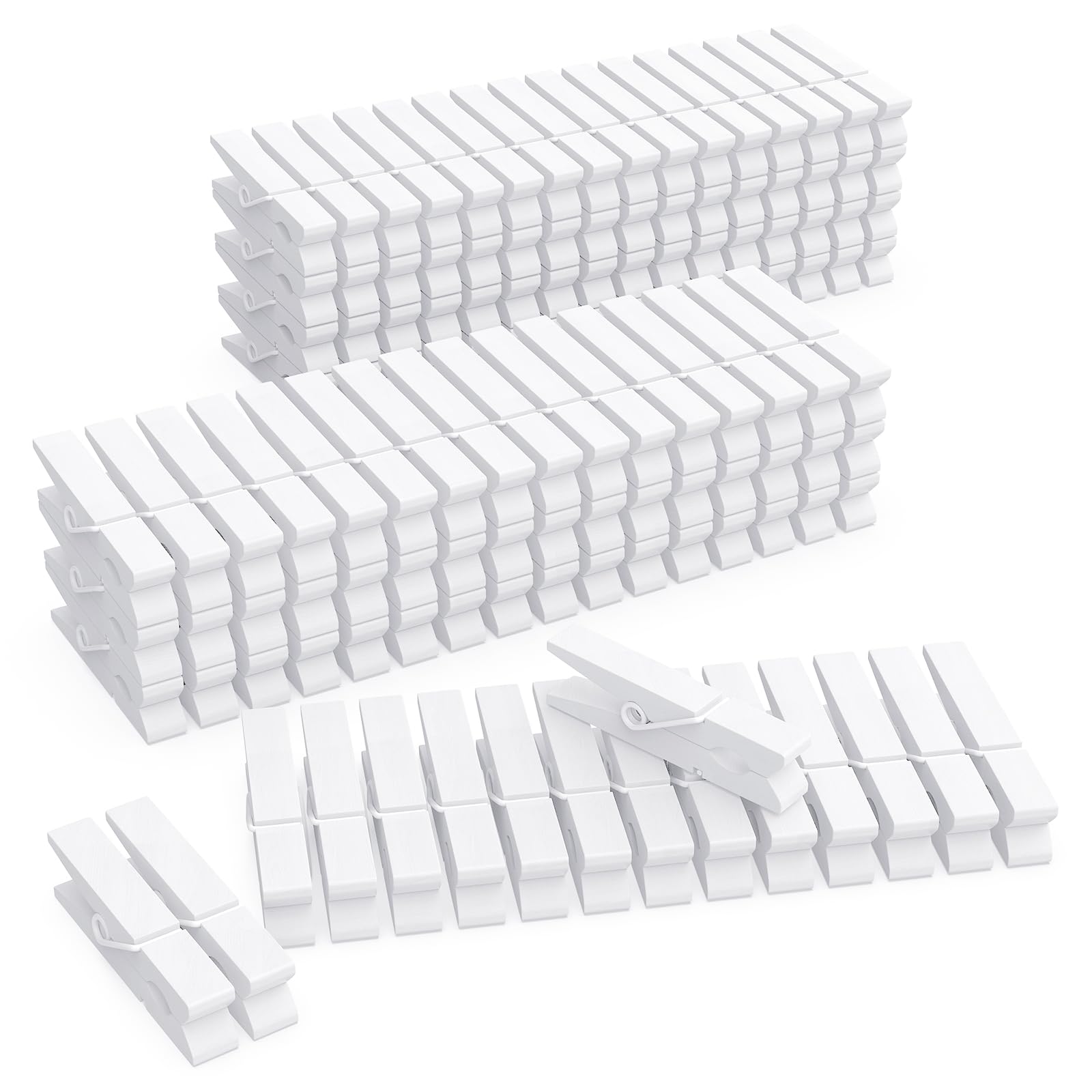 (Pack Of 128) Mini Wooden Colored Clothespins White