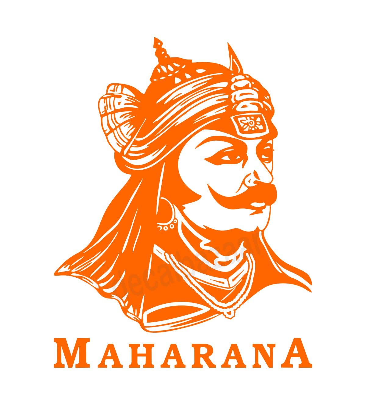 decalbazaar Vinyl Maharana Pratap Singh Glossy Glass Wall Sticker, 23 x 18 Inches Orange