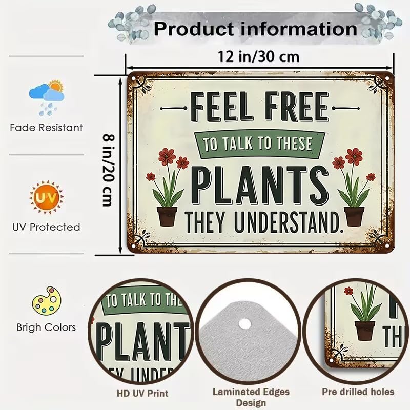 Bestylez Garden Gifts Feel Free to Talk with These Plants They Understand Vintage Gardening Signs for Home Garden Greenhouse Liv